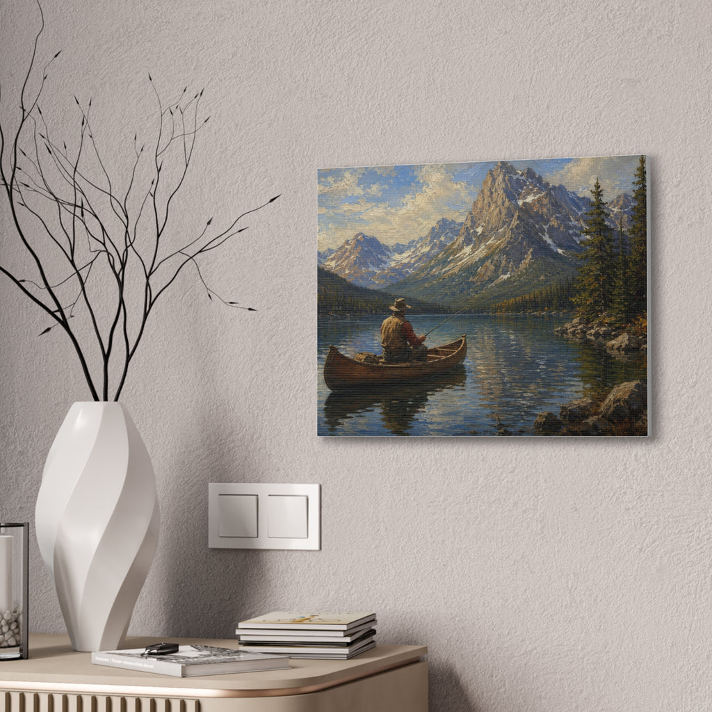 Mountain Lake Canoe Canvas Print