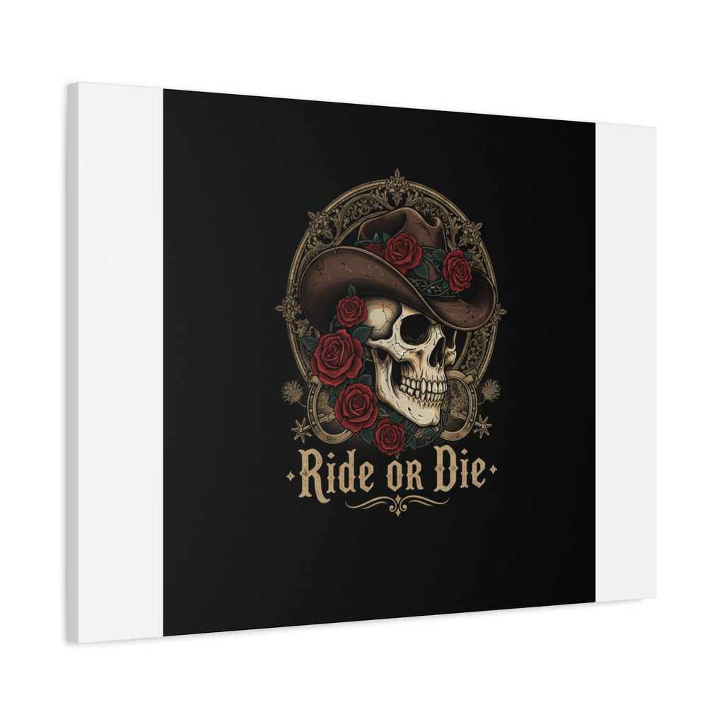 Ride or Die Skull Canvas | Western Skull Art, Gothic Americana