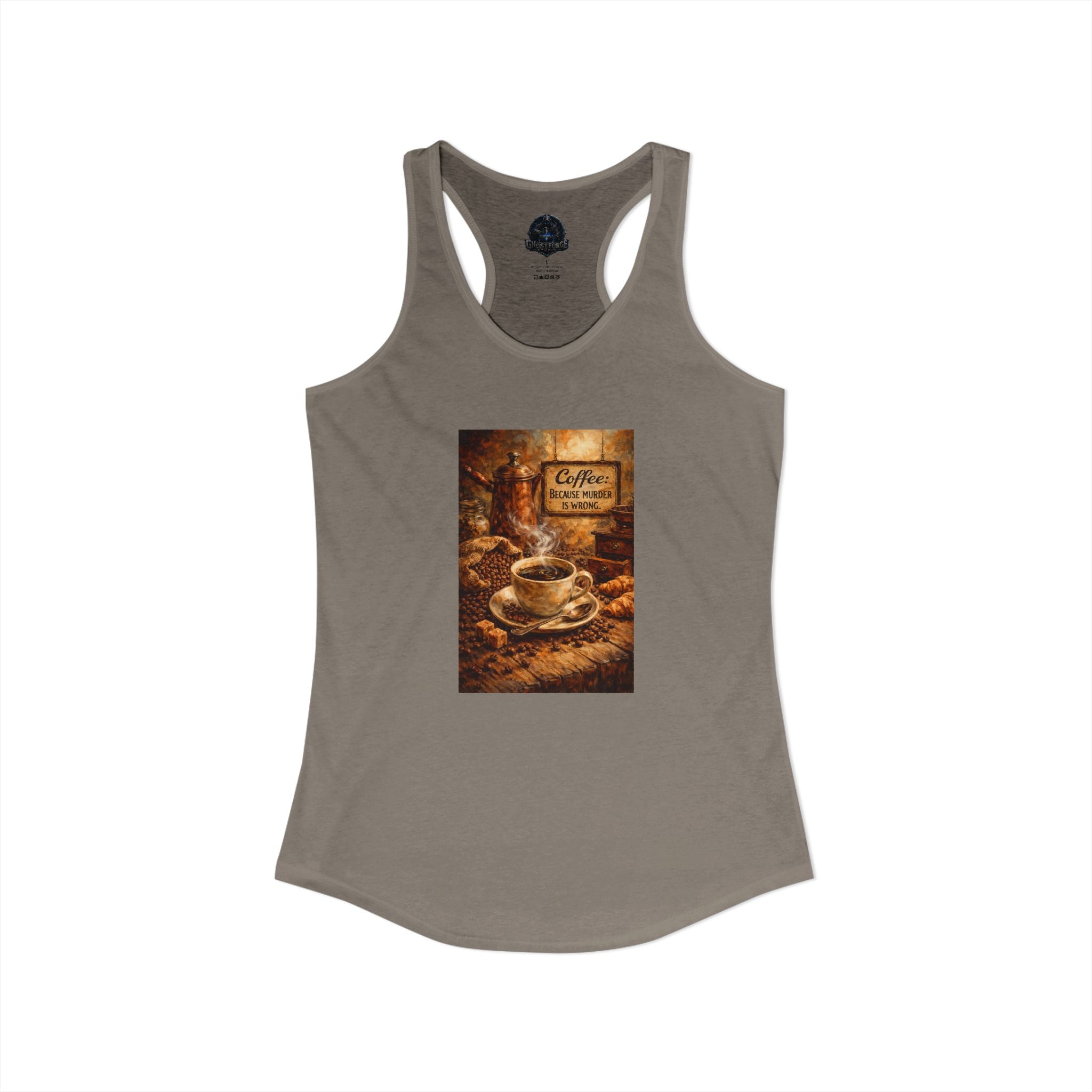 Women's Ideal Racerback Tank - "Coffee B/c Murder is wrong"