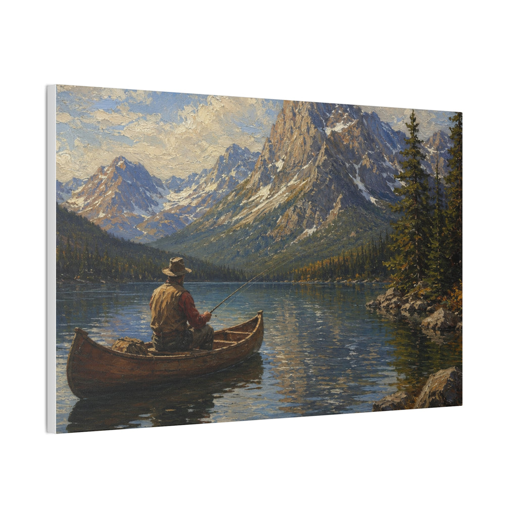 Mountain Lake Canoe Canvas Print