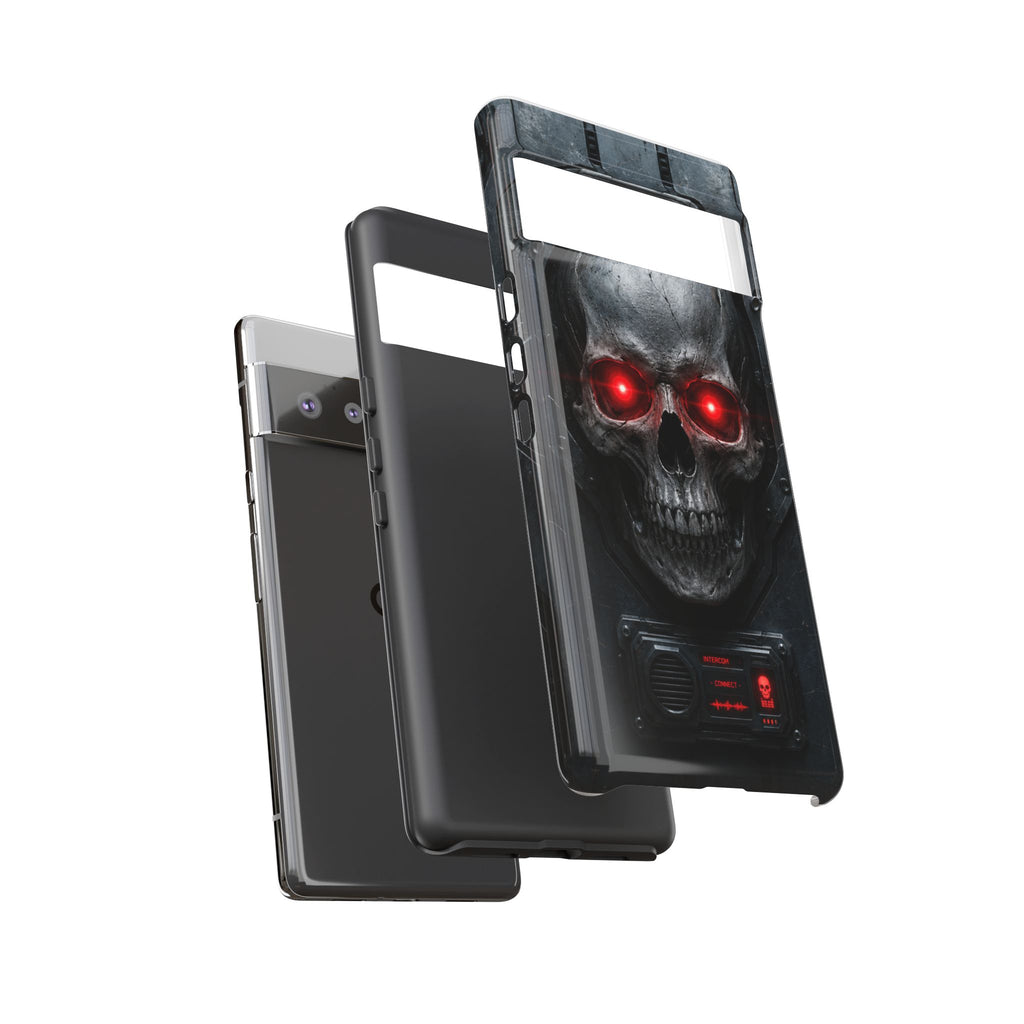 Skull Sentinel Phone Case — Red-Eyed Tactical Skull Protective Case