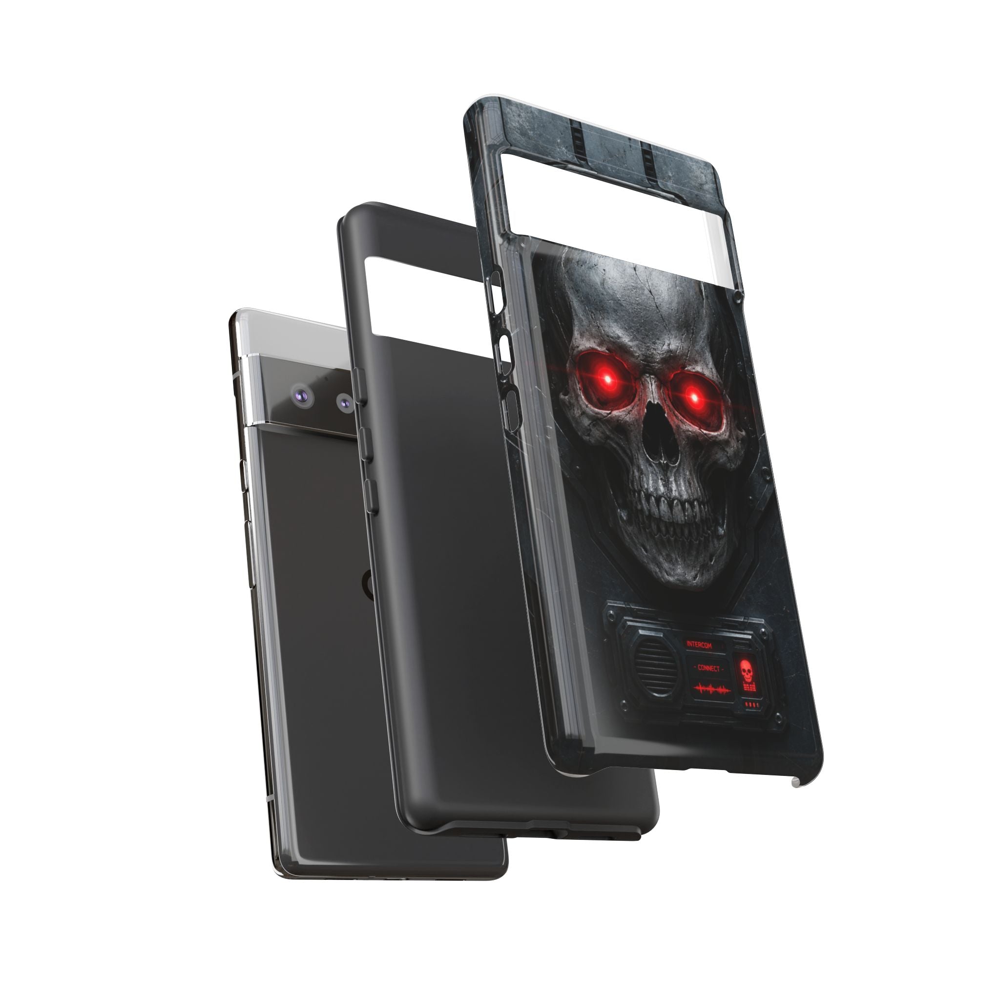 Skull Sentinel Phone Case — Red-Eyed Tactical Skull Protective Case