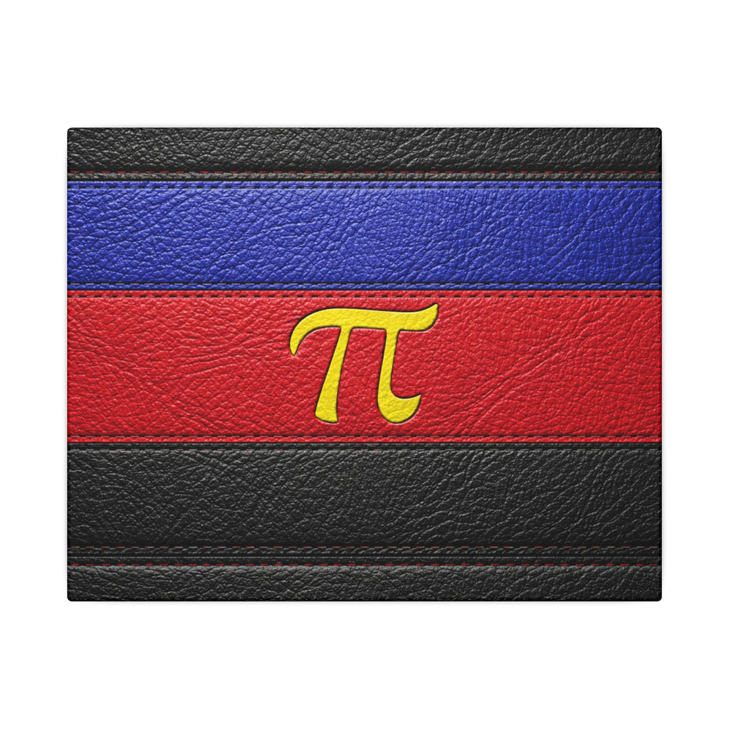 Polyamorous Symbol Leather Flag Canvas Print — Blue & Red Striped Matte Wall Art