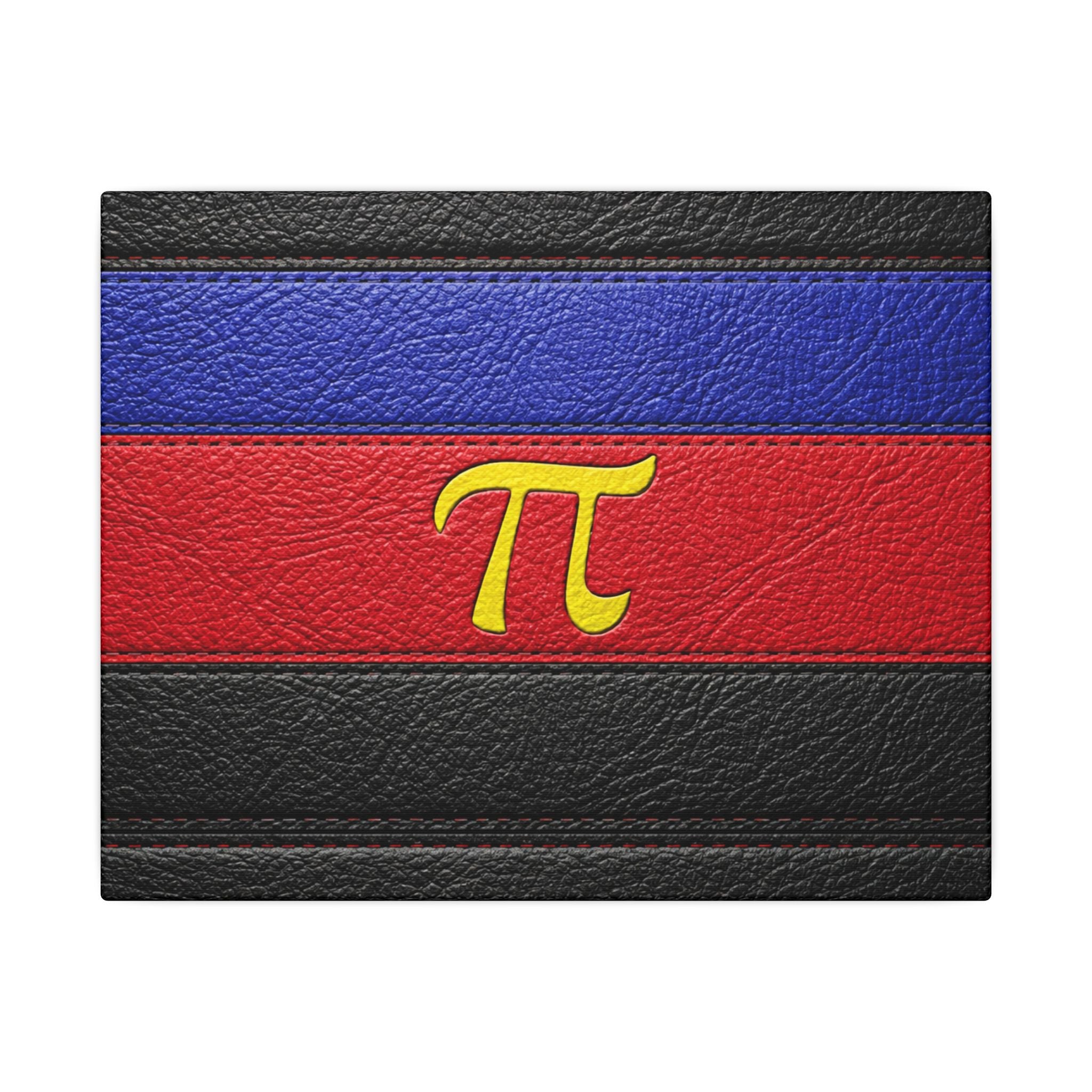Polyamorous Symbol Leather Flag Canvas Print — Blue & Red Striped Matte Wall Art