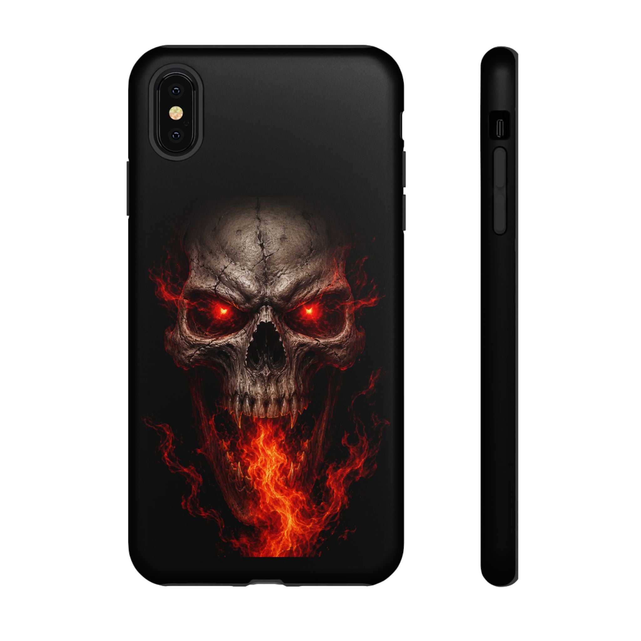 Flaming Skull Tough Case — Heavy-Duty Phone Case with Red-Eye Skull Design