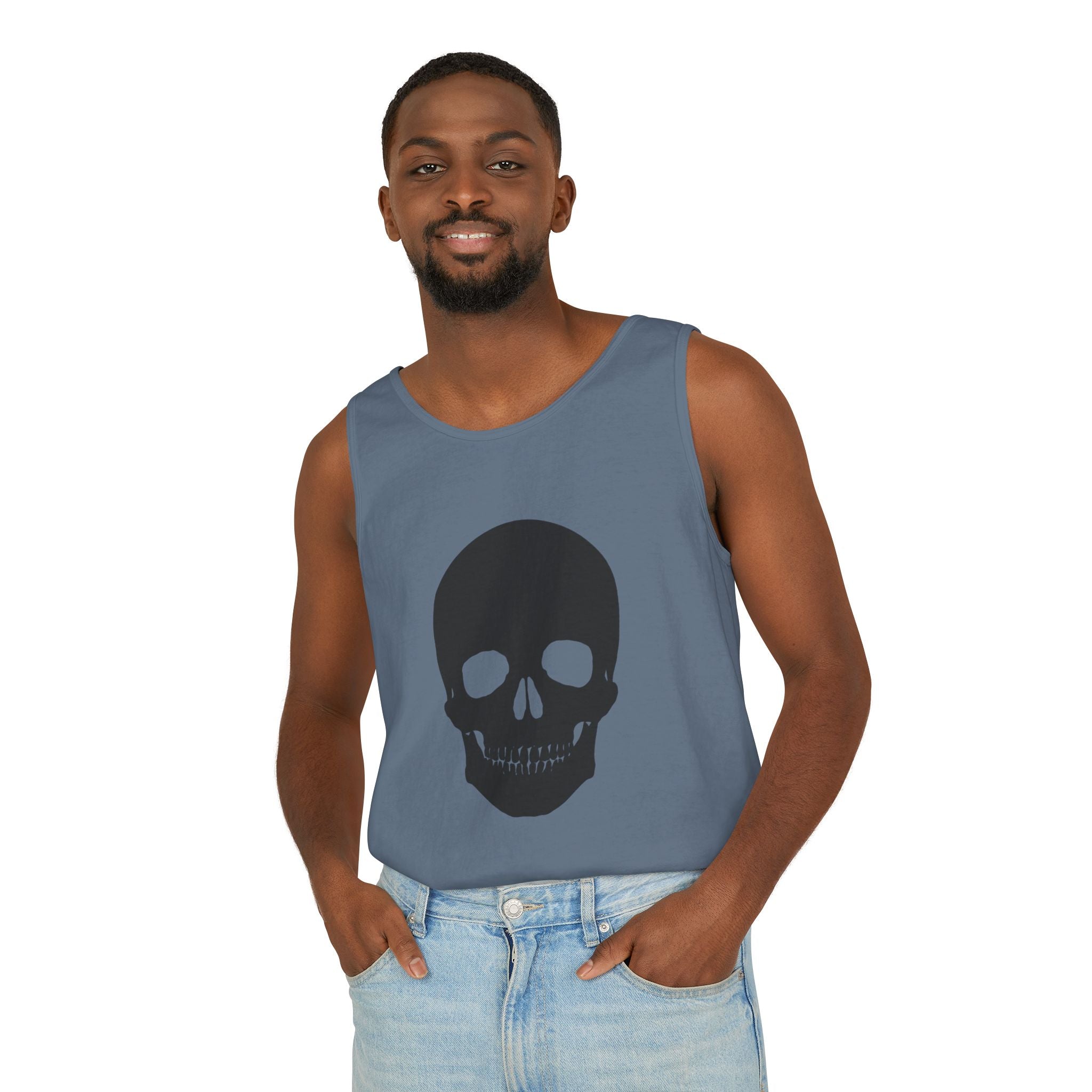 Skull Graphic Tank Top — Bold Black Skull Summer Vest