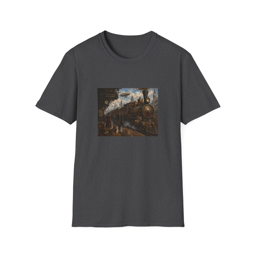 Steampunk Steamtrain T‑Shirt — Vintage Airship & Locomotive Art Tee
