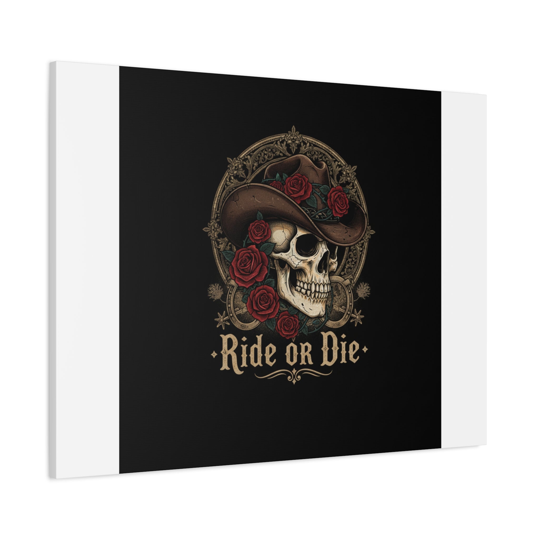 Ride or Die Skull Canvas | Western Skull Art, Gothic Americana
