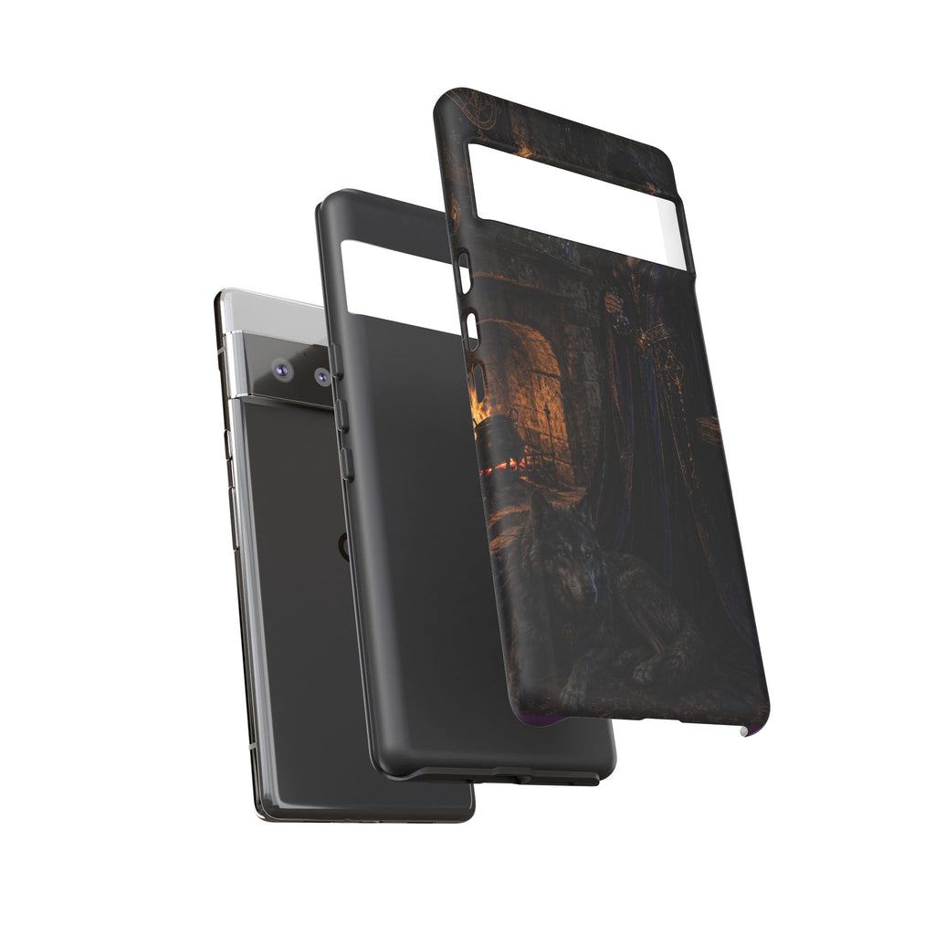 Gothic Witch Phone Case — Dark Fantasy Wolf & Fireplace Tough Case