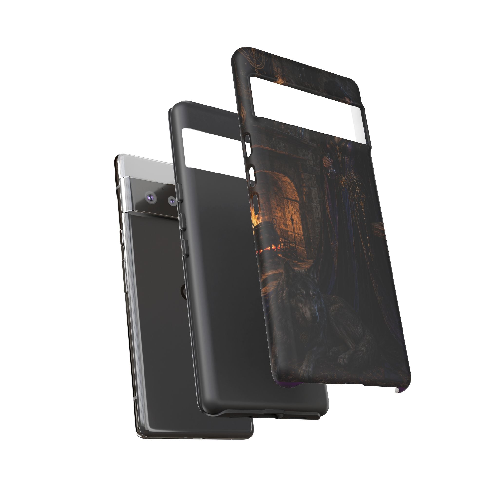 Gothic Witch Phone Case — Dark Fantasy Wolf & Fireplace Tough Case