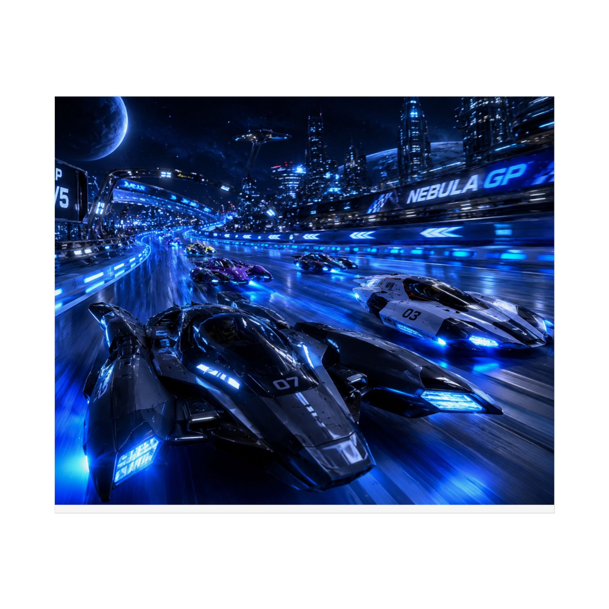 Futuristic Racing Poster — Nebula GP High-Speed Sci‑Fi Print