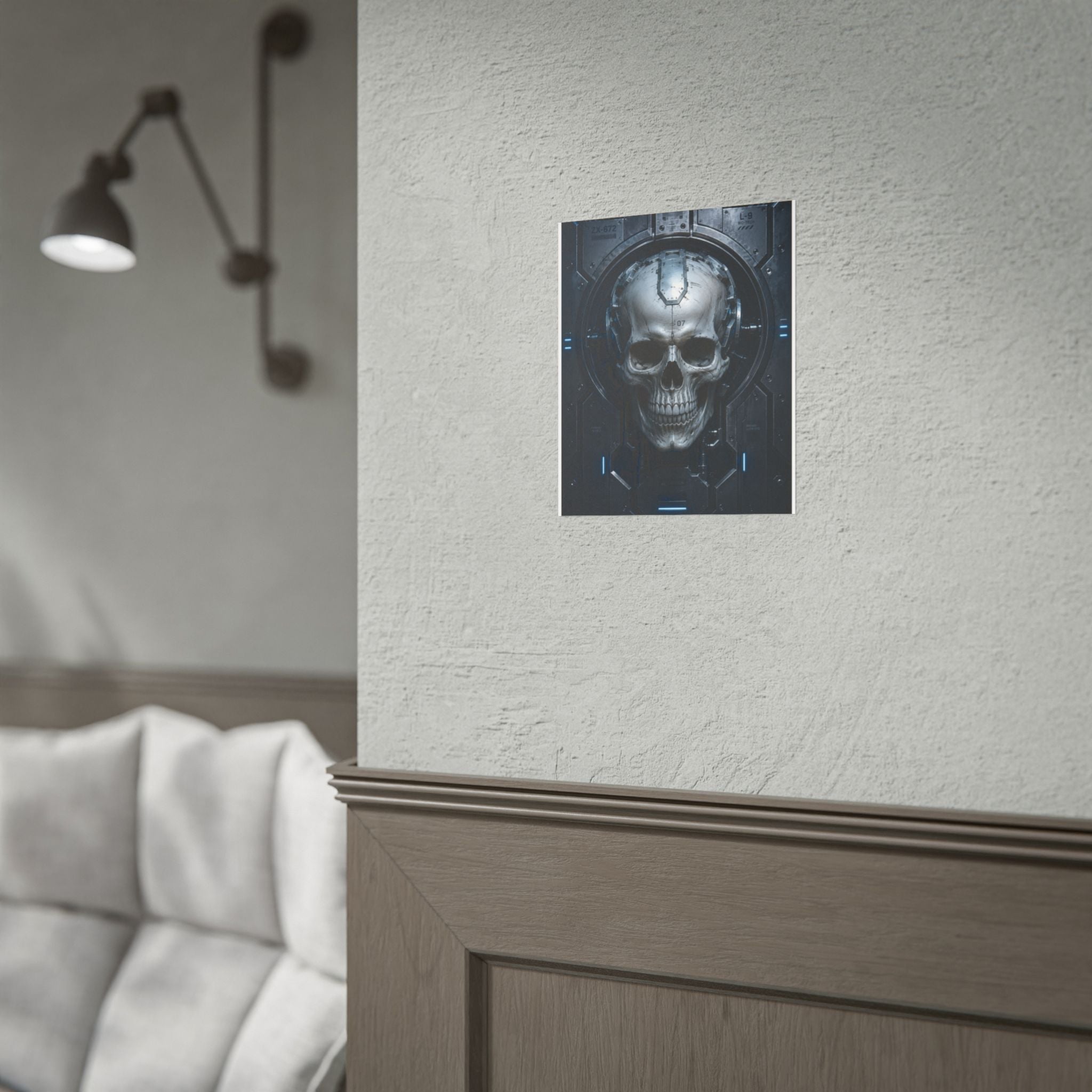 Cyber Skull Poster — Futuristic Sci‑Fi Skull Wall Art (Rolled Poster)