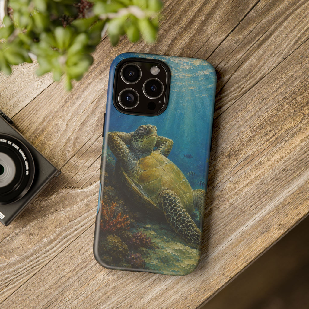 Sea Turtle Relaxation Phone Case — Ocean Underwater Art Protective Tough Case