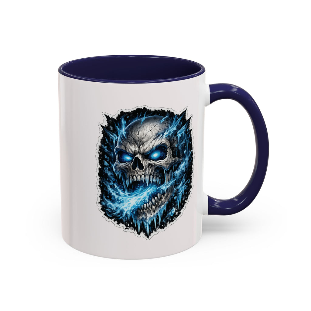Blue Lightning Skull Accent Coffee Mug – Gothic Horror Coffee Cup (11/15oz)