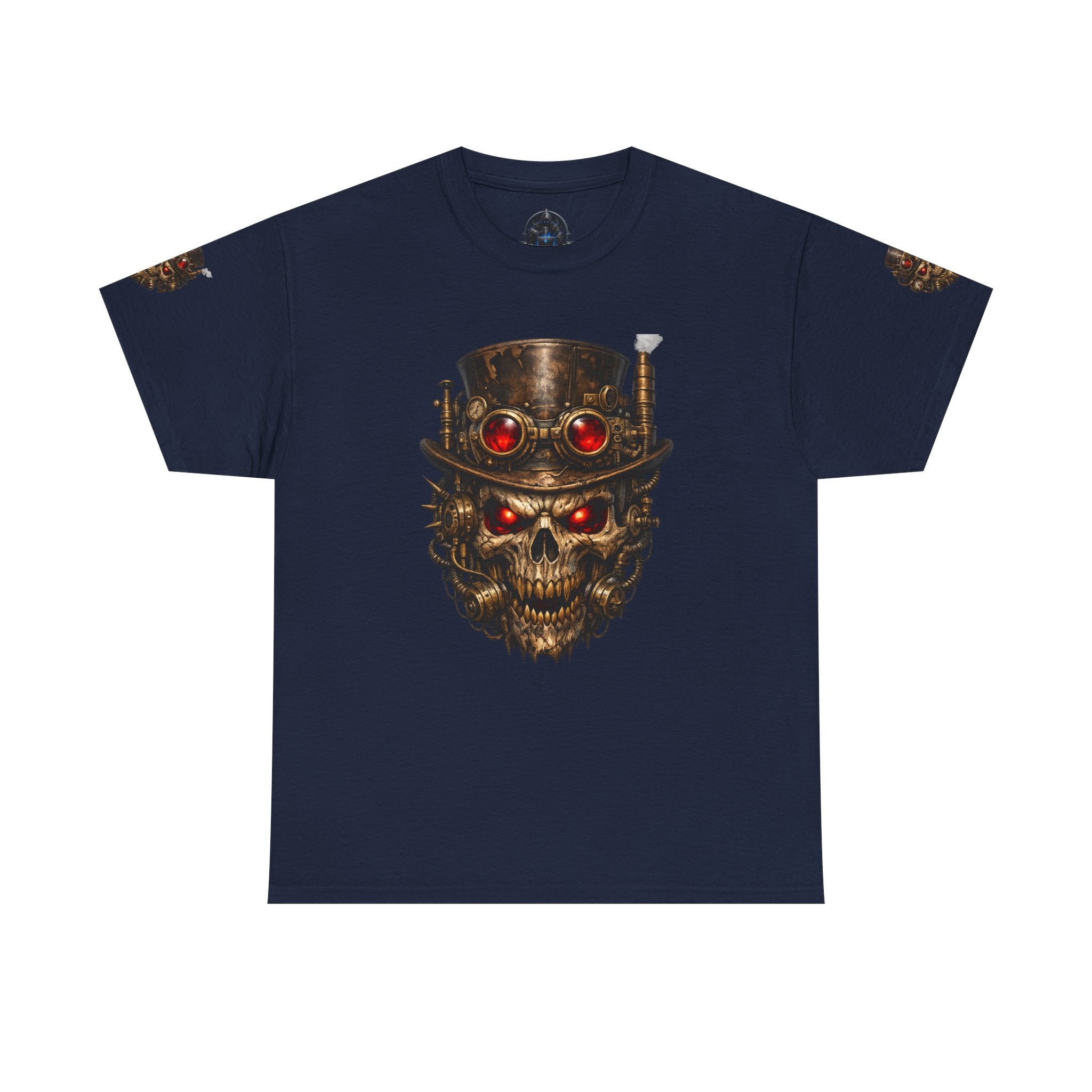 Skull Steampunk Tee — Red-Eyed Skull Graphic Shirt