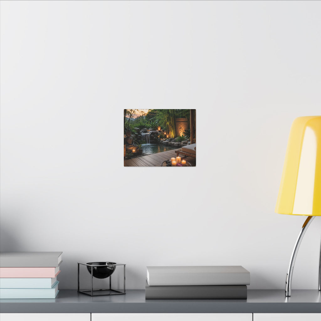 Zen Spa Retreat Canvas — Tranquil Bamboo Waterfall Wall Art