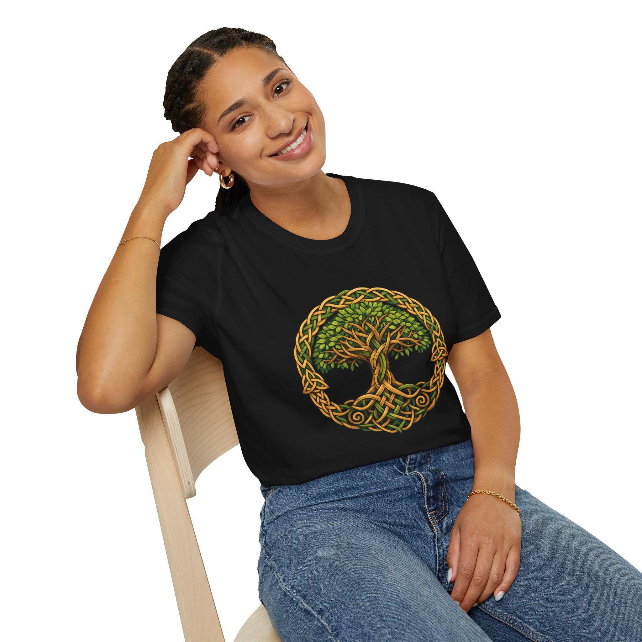 Celtic Tree of Life T-Shirt — Green Knotwork Spiritual Nature Tee