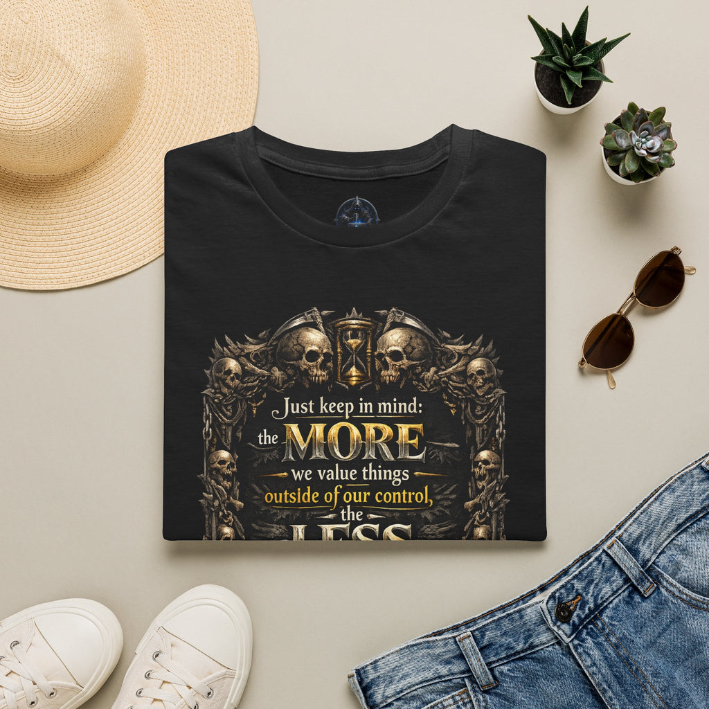T-Shirt — Gothic Skull Stoic Quote Tee: "Just keep in mind..."