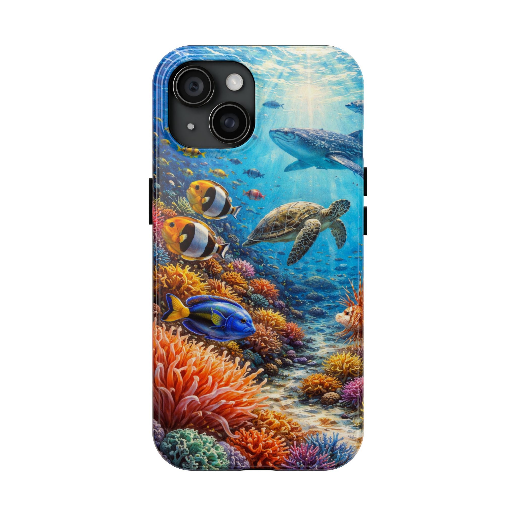 Ocean Reef Tough Phone Case — Colorful Sea Turtle & Tropical Fish Design