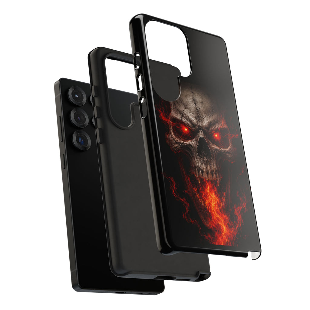 Flaming Skull Tough Case — Heavy-Duty Phone Case with Red-Eye Skull Design