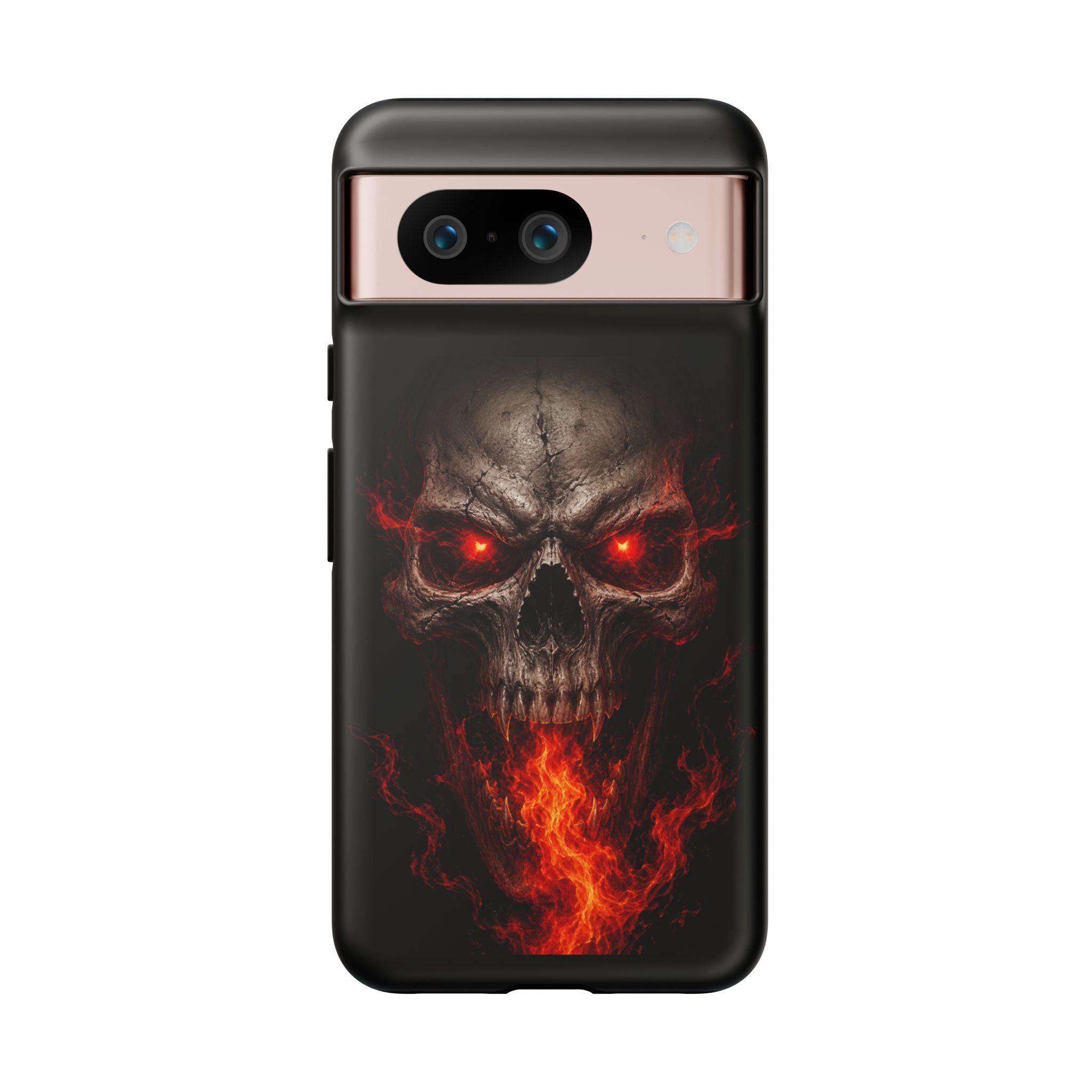 Flaming Skull Tough Case — Heavy-Duty Phone Case with Red-Eye Skull Design