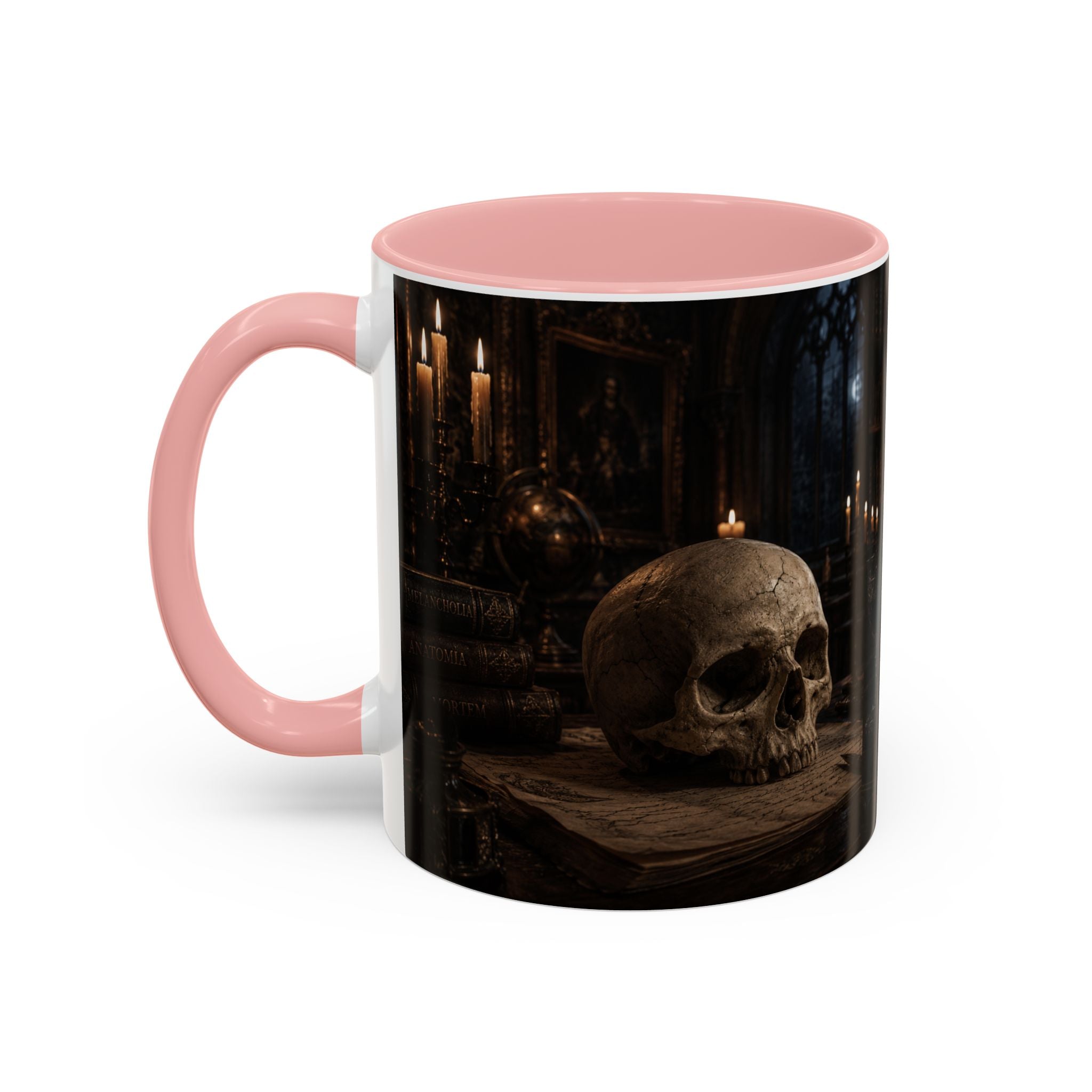 Gothic Skull Coffee Mug — Candlelit Occult Library Accent Mug (11/15oz)