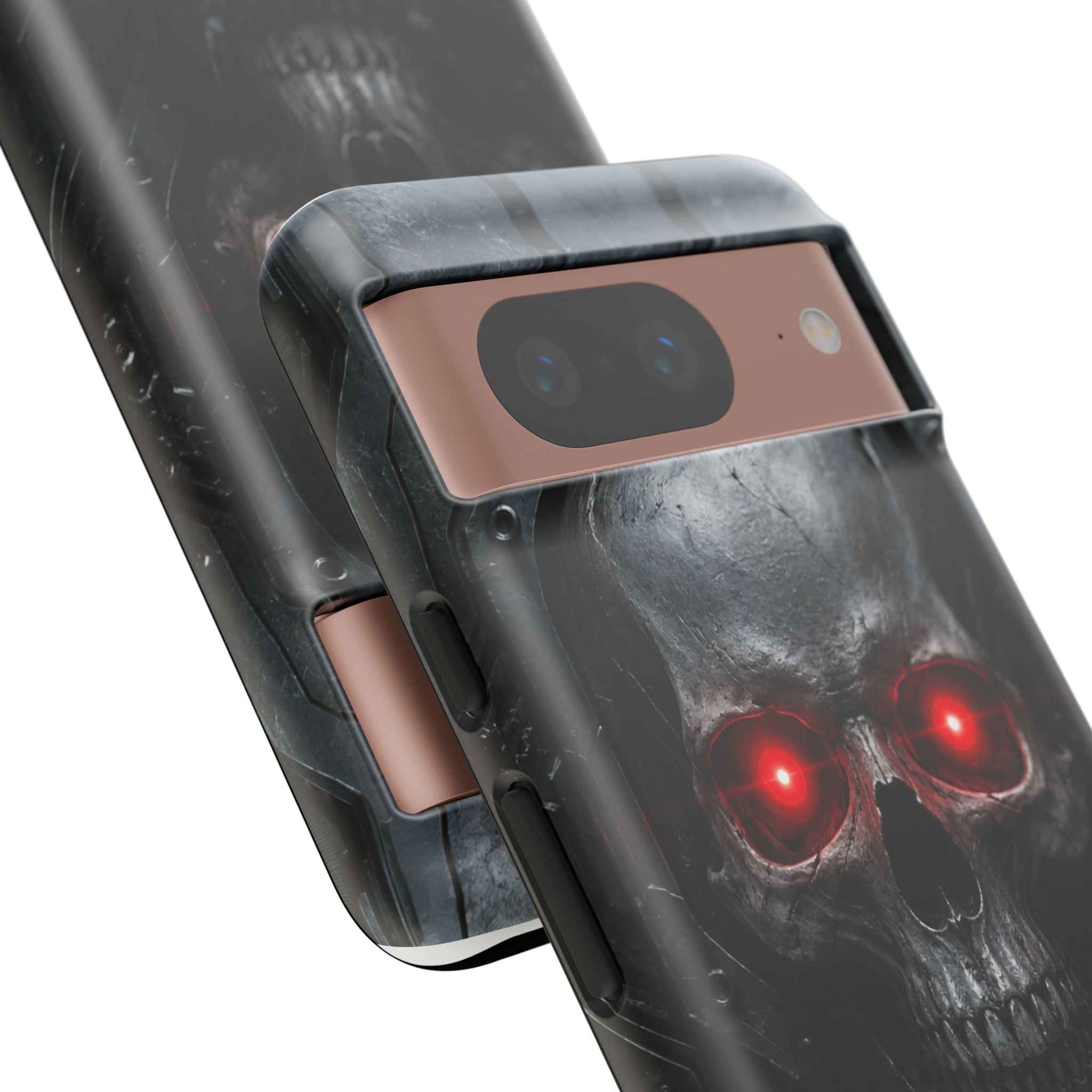 Skull Sentinel Phone Case — Red-Eyed Tactical Skull Protective Case