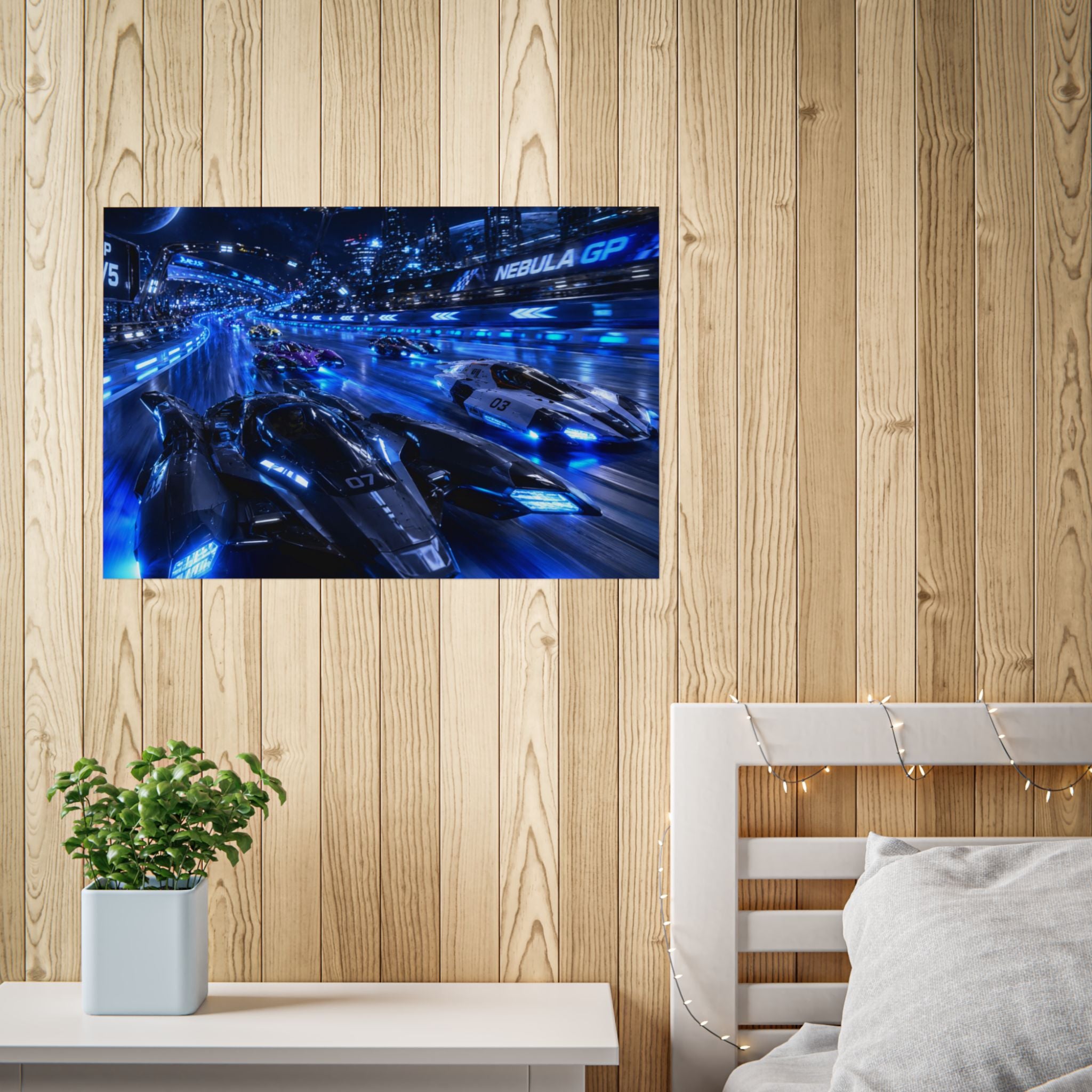 Futuristic Racing Poster — Nebula GP High-Speed Sci‑Fi Print
