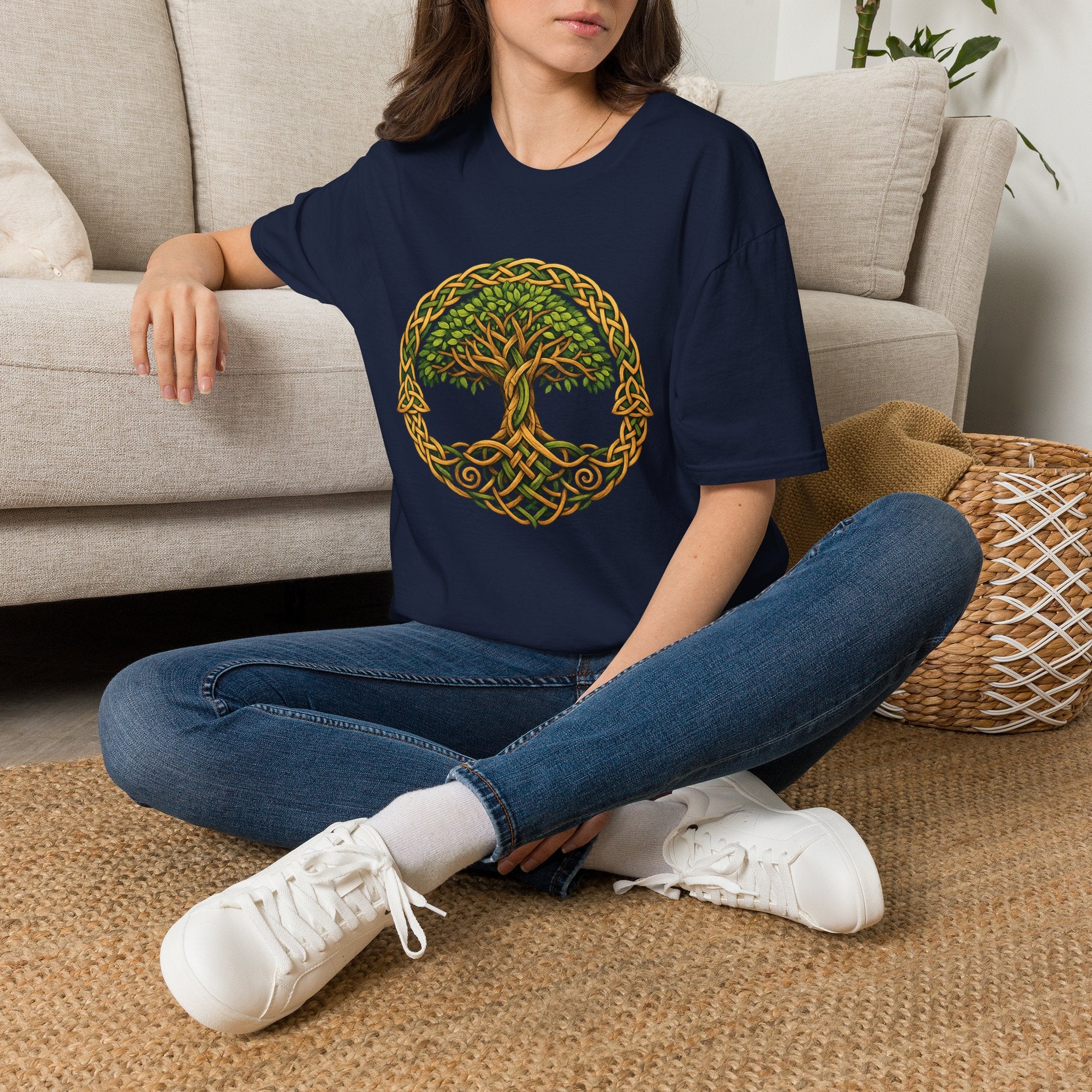 Celtic Tree of Life T-Shirt — Green Knotwork Spiritual Nature Tee
