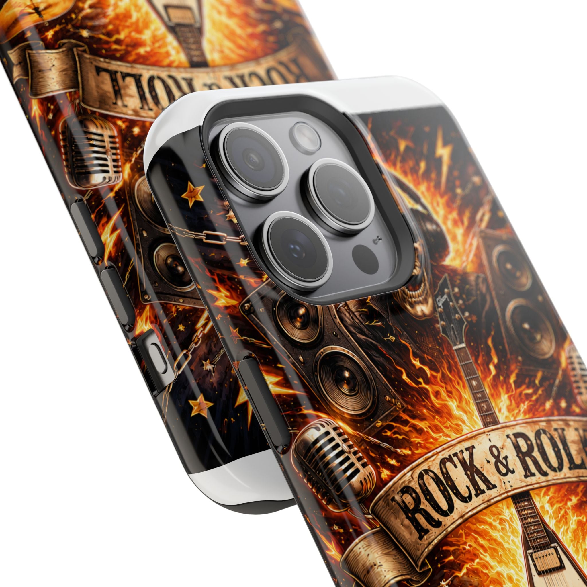 Rock & Roll Skull Guitar Phone Case — Magnetic Impact-Resistant