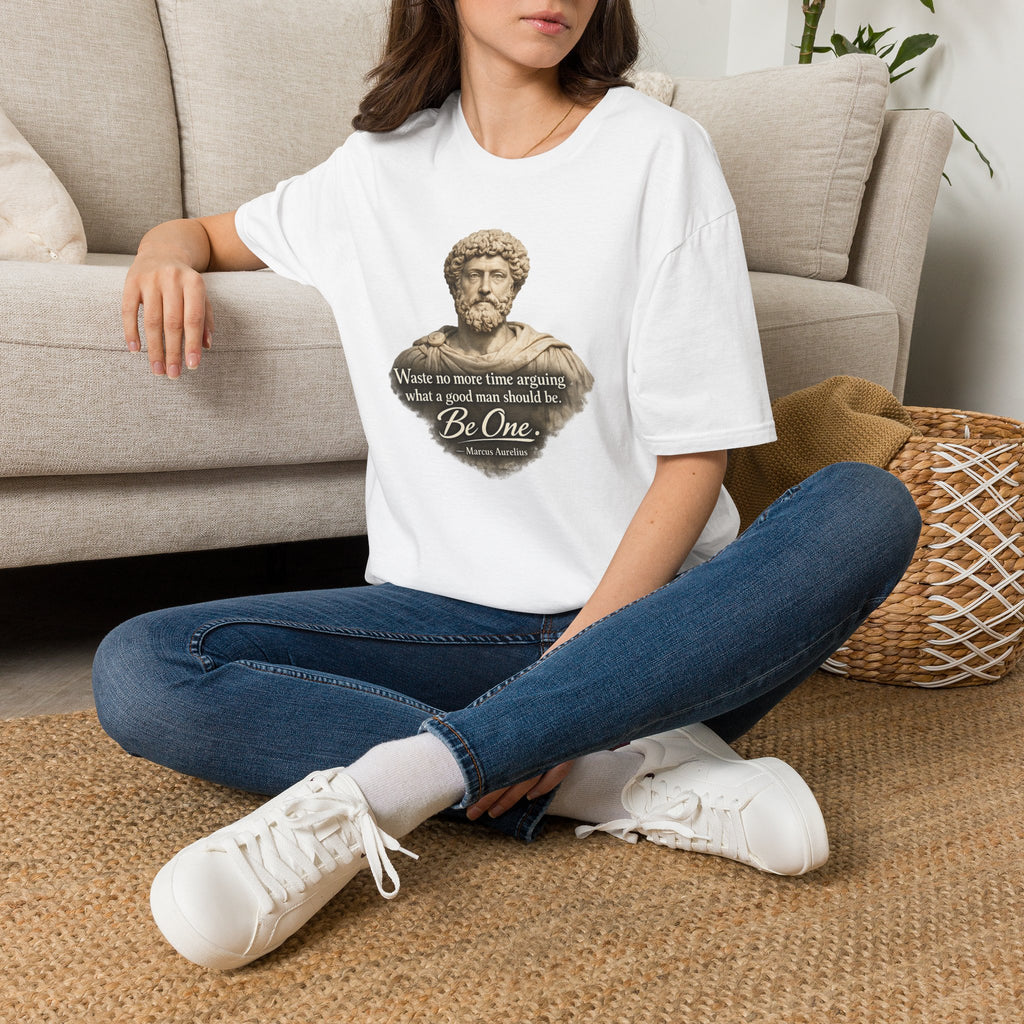 Marcus Aurelius Bust T-Shirt – “Waste No More Time...” Stoic Quote Tee