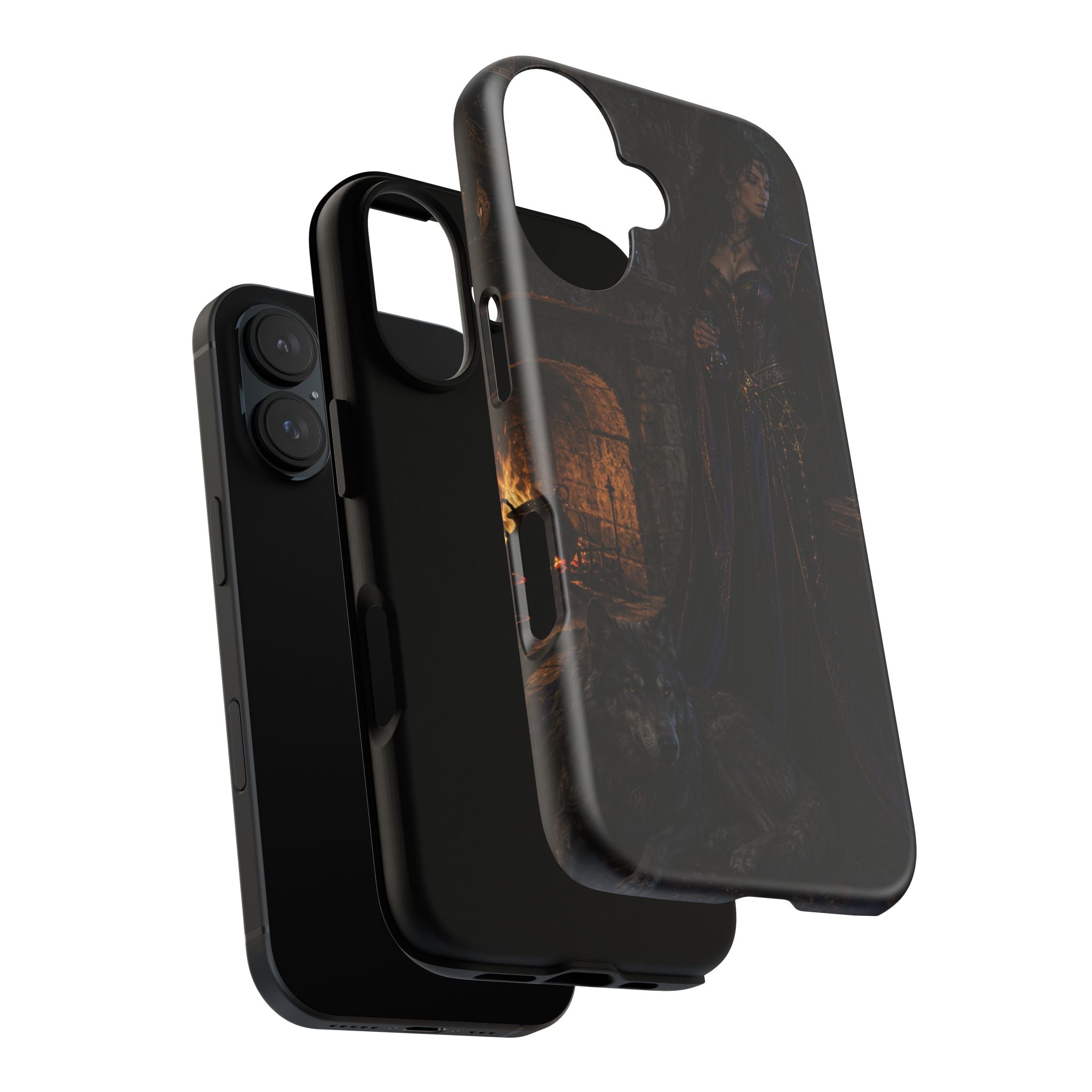 Gothic Witch Phone Case — Dark Fantasy Wolf & Fireplace Tough Case