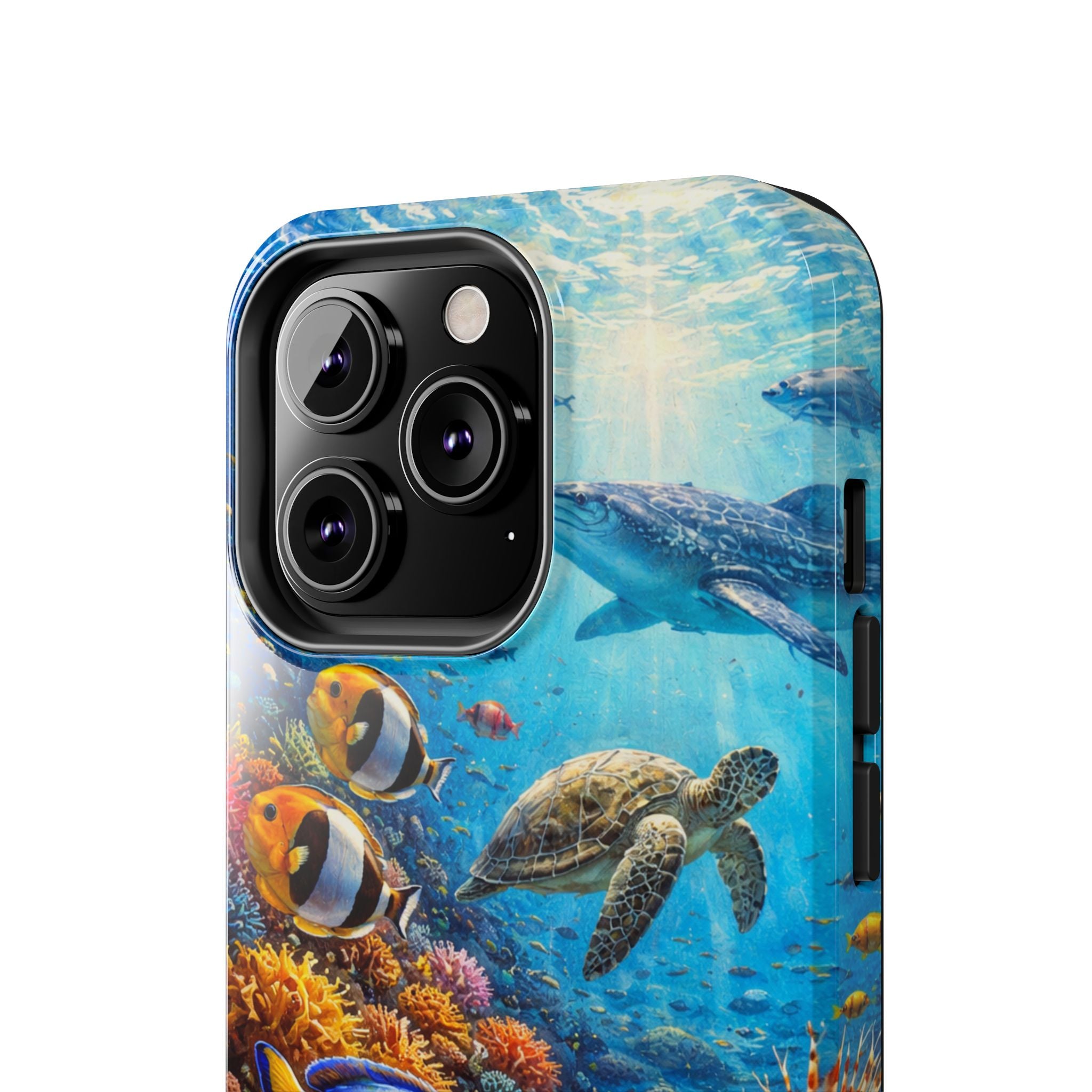 Ocean Reef Tough Phone Case — Colorful Sea Turtle & Tropical Fish Design