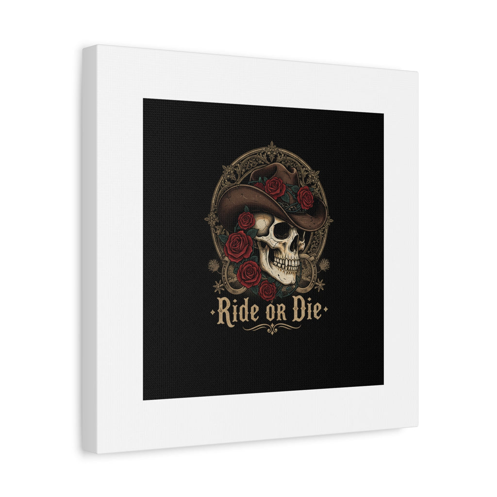 Ride or Die Skull Canvas | Western Skull Art, Gothic Americana