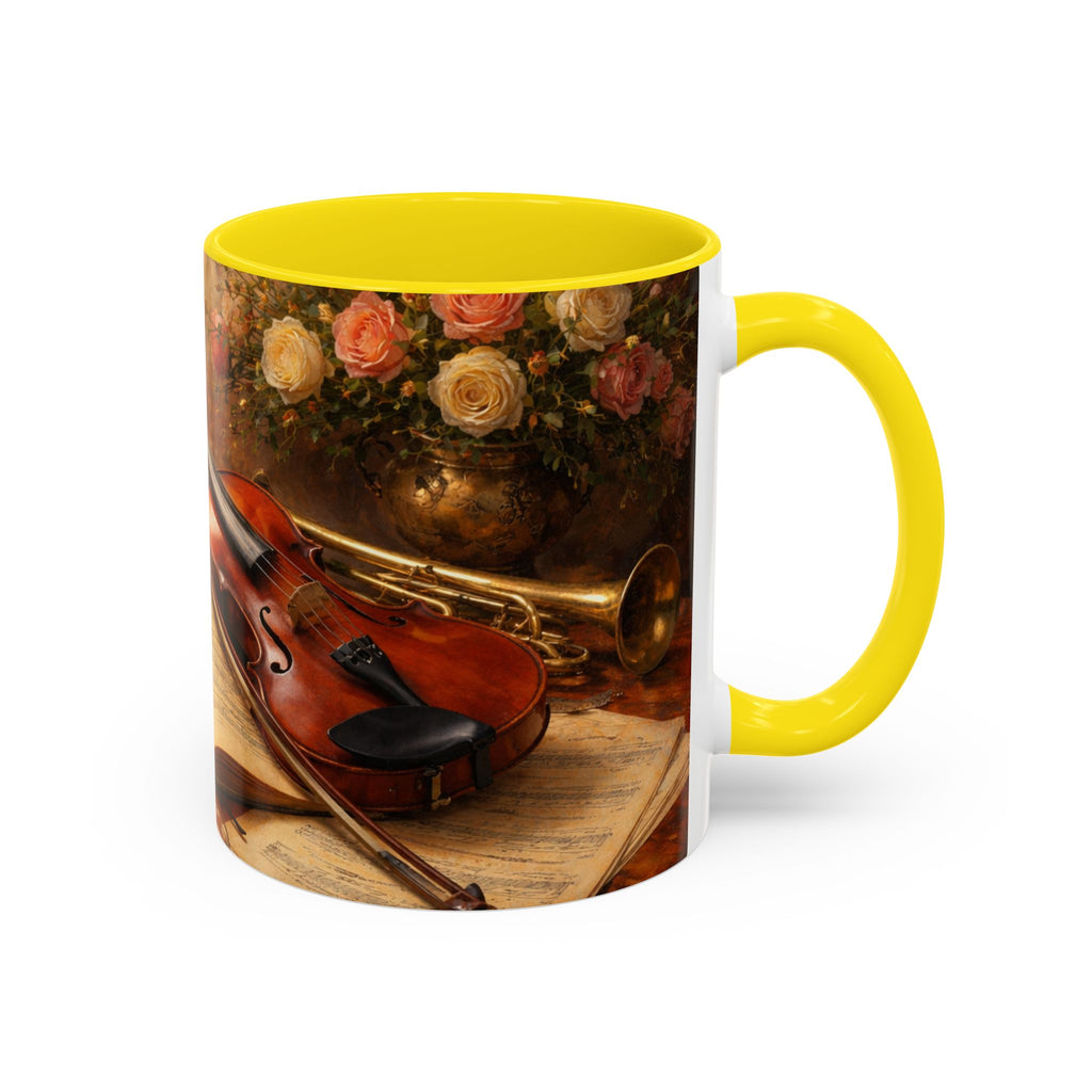 Classical Music Coffee Mug – Classical Music Floral Design (11/15 oz)