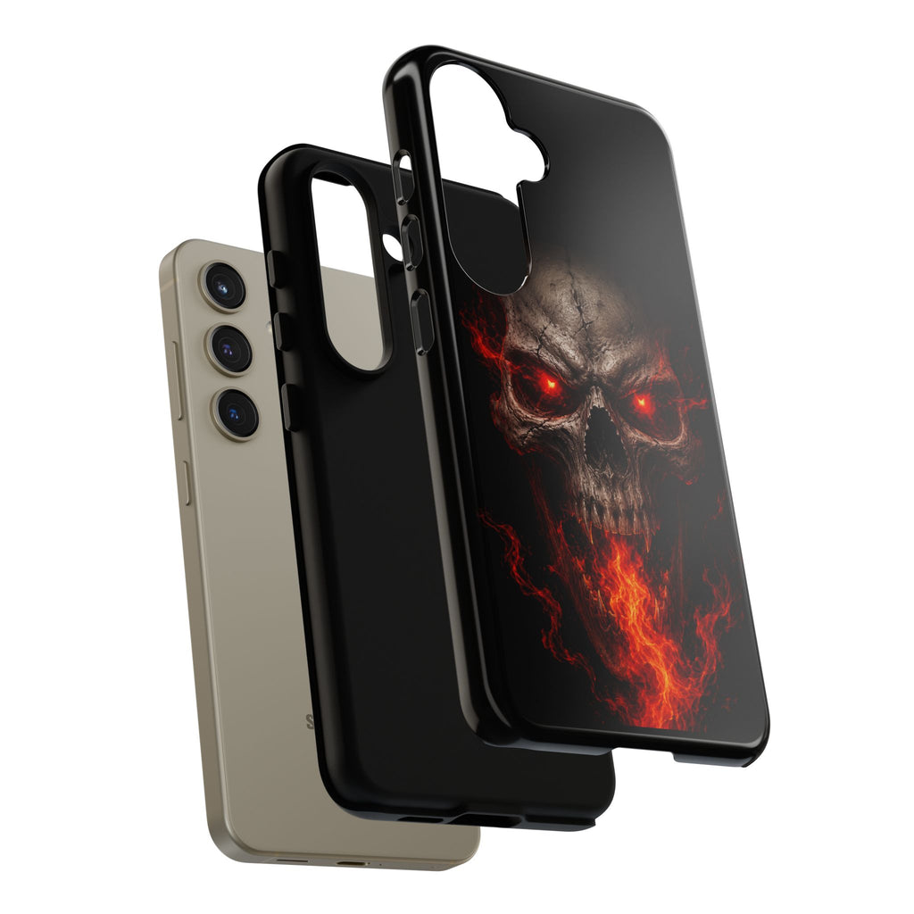 Flaming Skull Tough Case — Heavy-Duty Phone Case with Red-Eye Skull Design