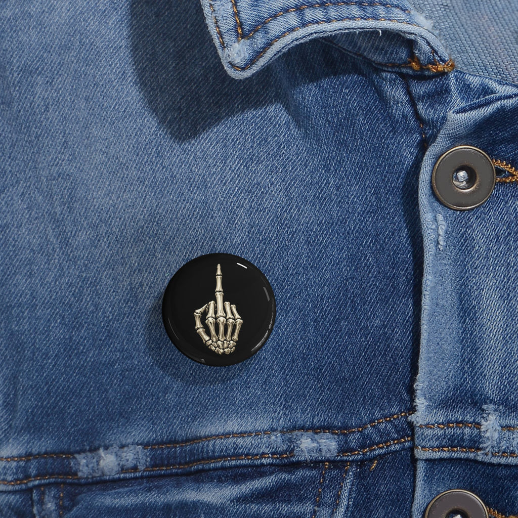 Skeleton Finger Round Pin — Gothic Punk Enamel Button