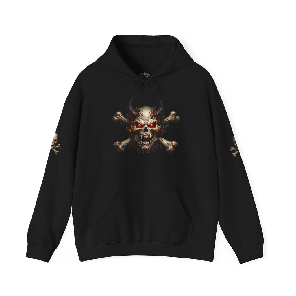 Premium Skull & Crossbones Hoodie — Red-Eyed Skull Graphic Pullover Hoodie