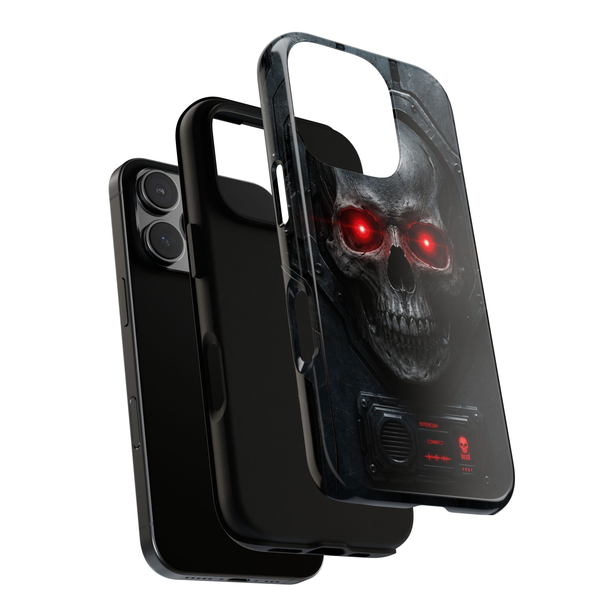 Skull Sentinel Phone Case — Red-Eyed Tactical Skull Protective Case