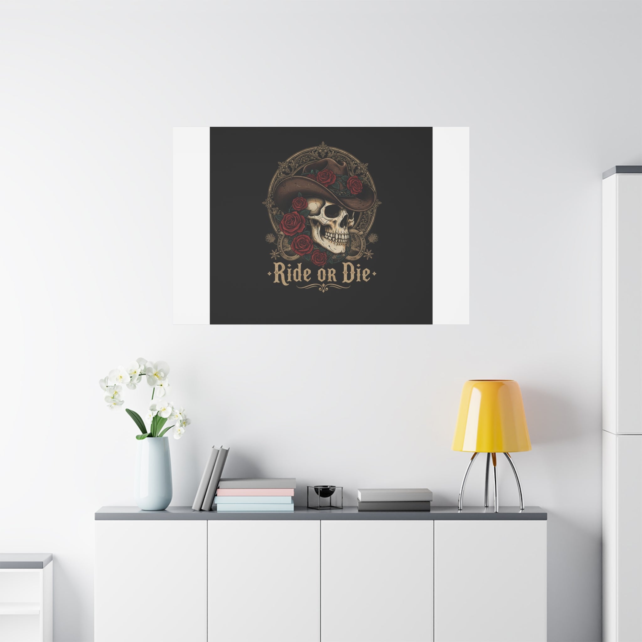 Ride or Die Skull Canvas | Western Skull Art, Gothic Americana