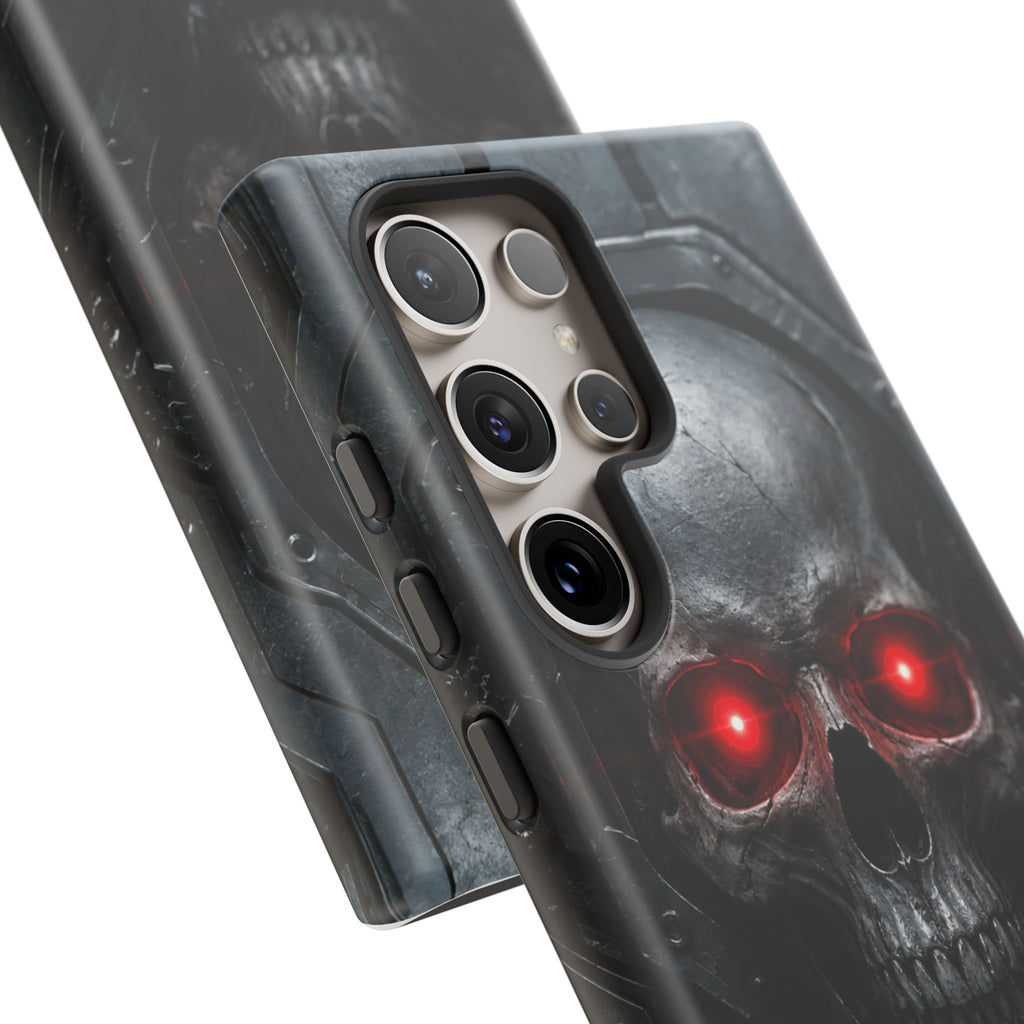 Skull Sentinel Phone Case — Red-Eyed Tactical Skull Protective Case