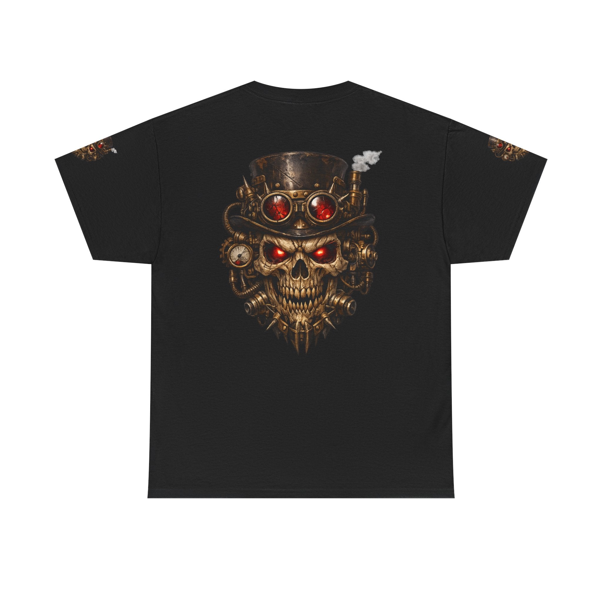 Skull Steampunk Tee — Red-Eyed Skull Graphic Shirt