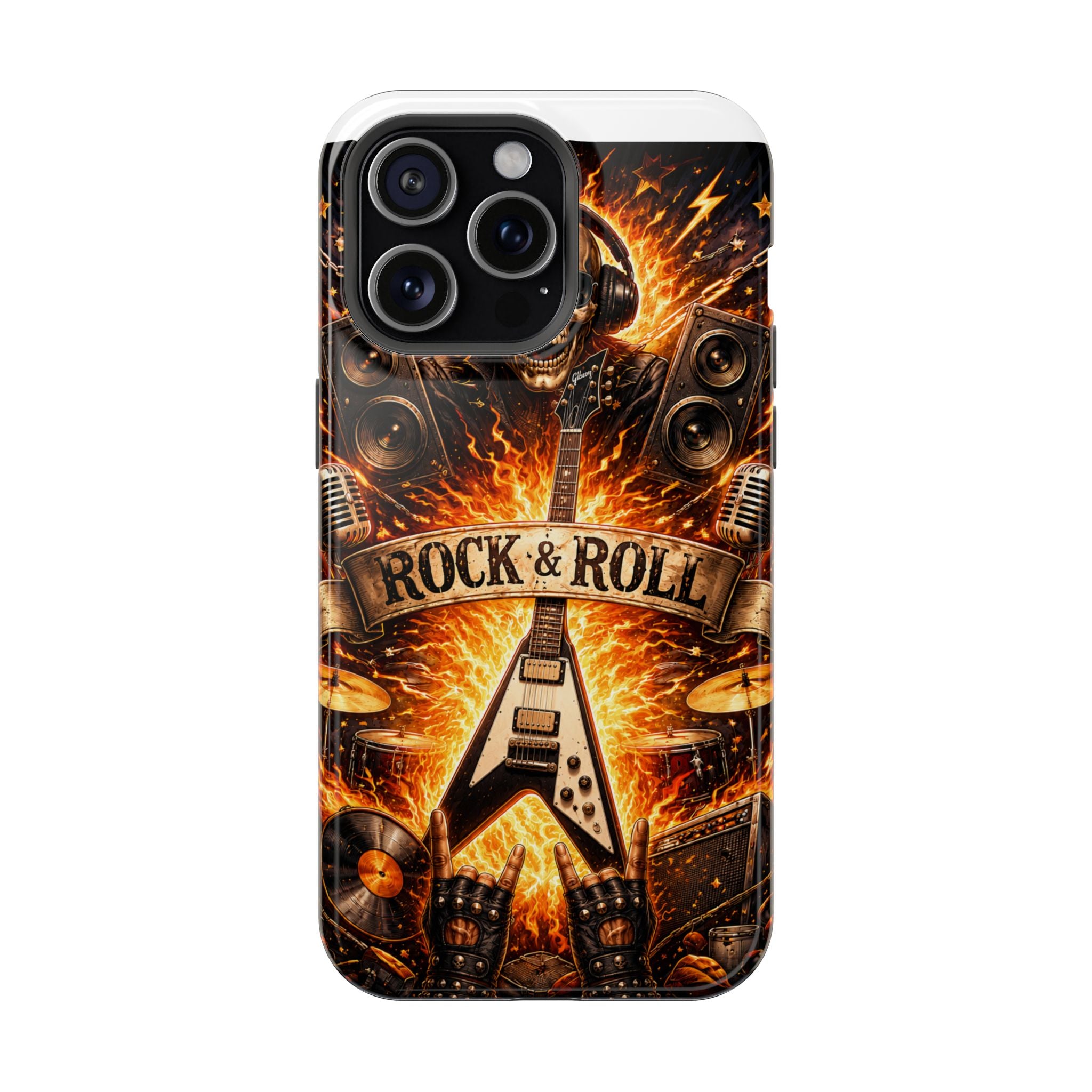 Rock & Roll Skull Guitar Phone Case — Magnetic Impact-Resistant
