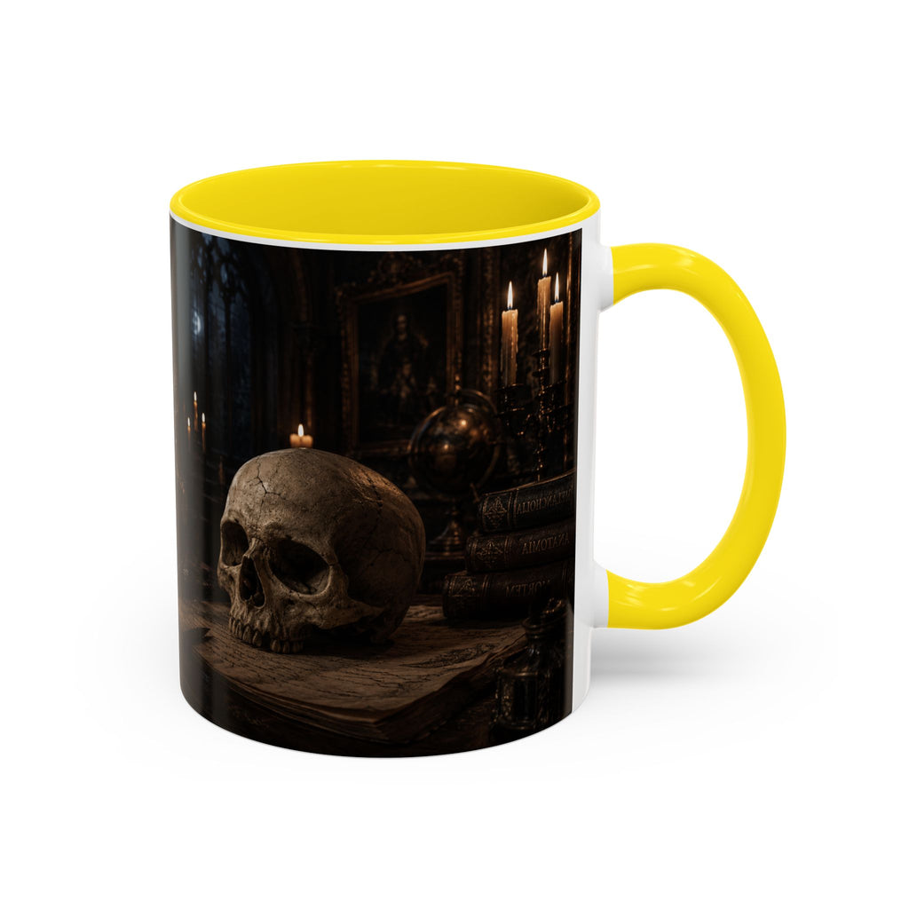 Gothic Skull Coffee Mug — Candlelit Occult Library Accent Mug (11/15oz)