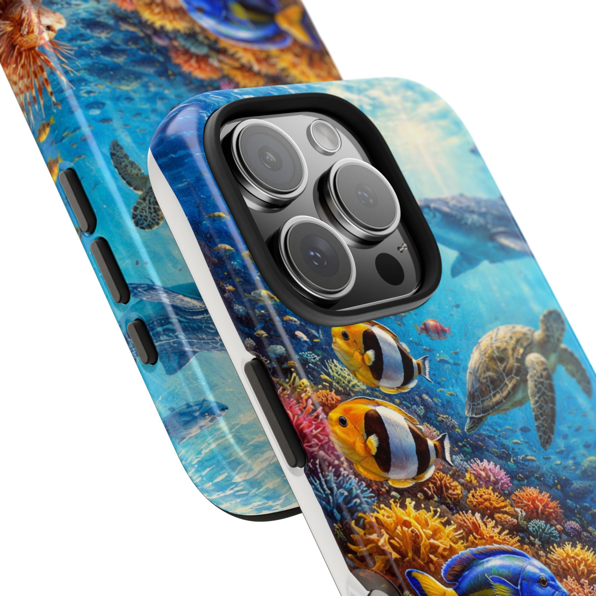 Ocean Reef Tough Phone Case — Colorful Sea Turtle & Tropical Fish Design