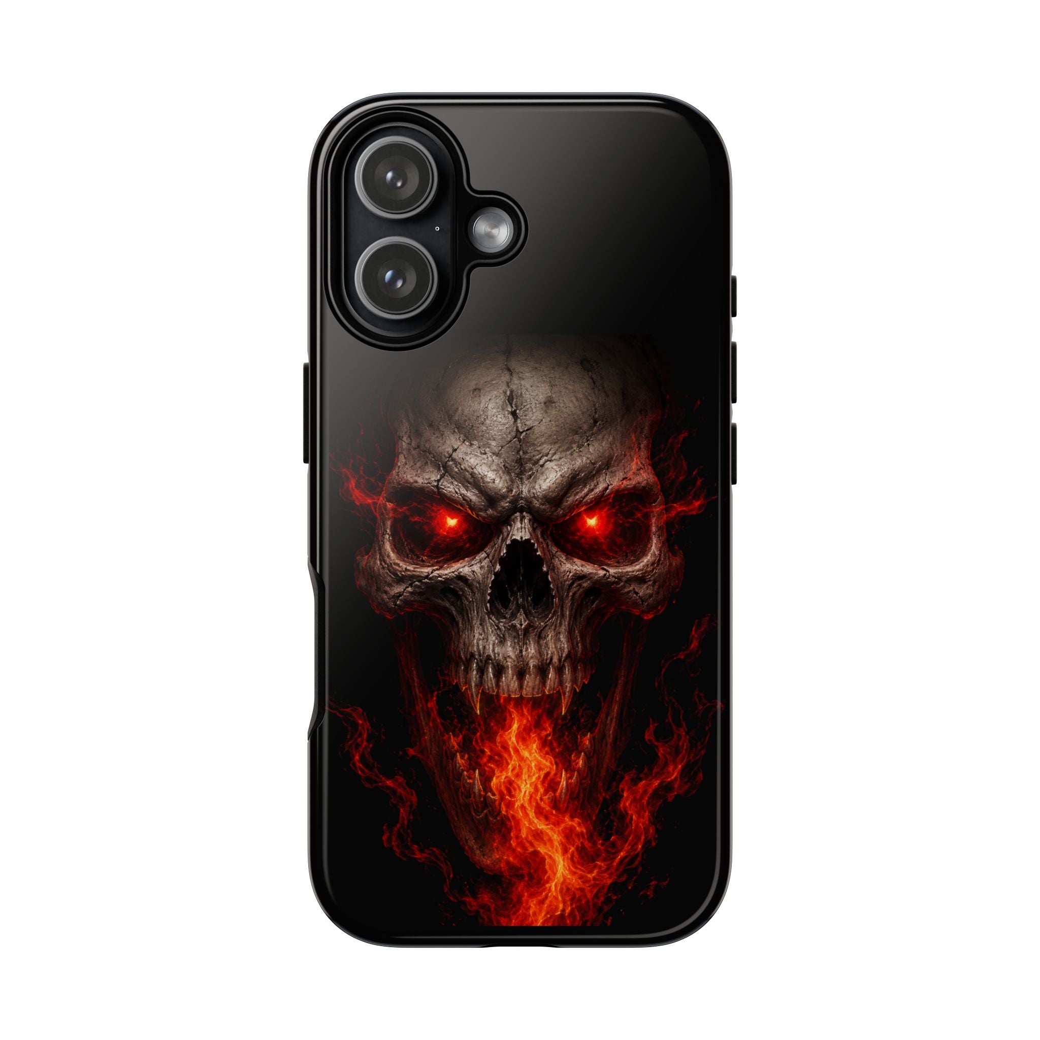 Flaming Skull Tough Case — Heavy-Duty Phone Case with Red-Eye Skull Design