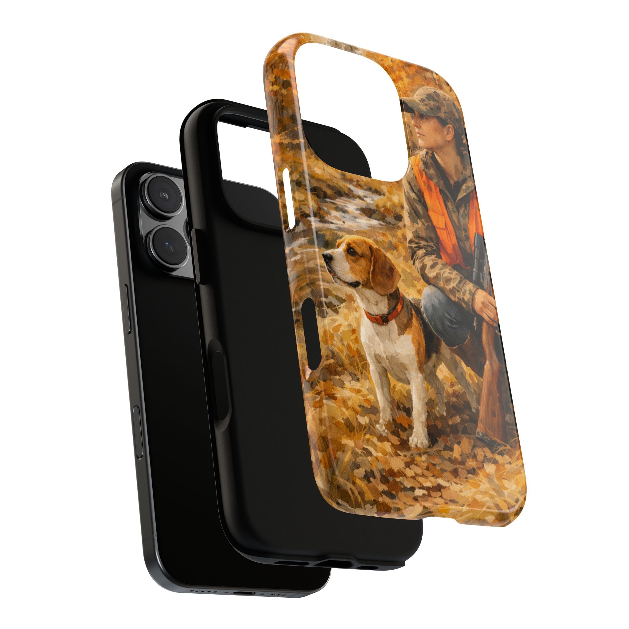 Hunter and Beagle Phone Case — Hunting Dog Autumn Camouflage iPhone Cover