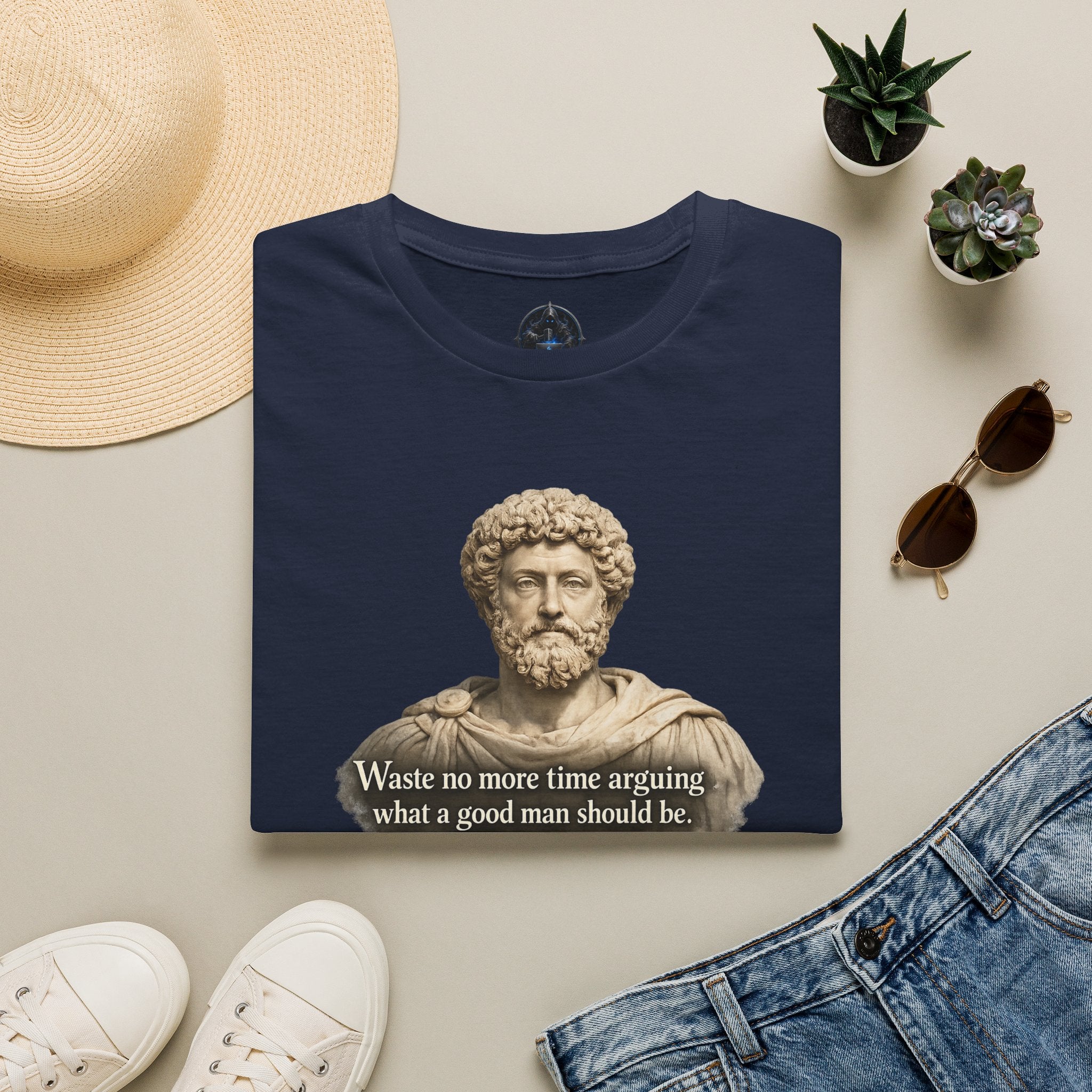 Marcus Aurelius Bust T-Shirt – “Waste No More Time...” Stoic Quote Tee