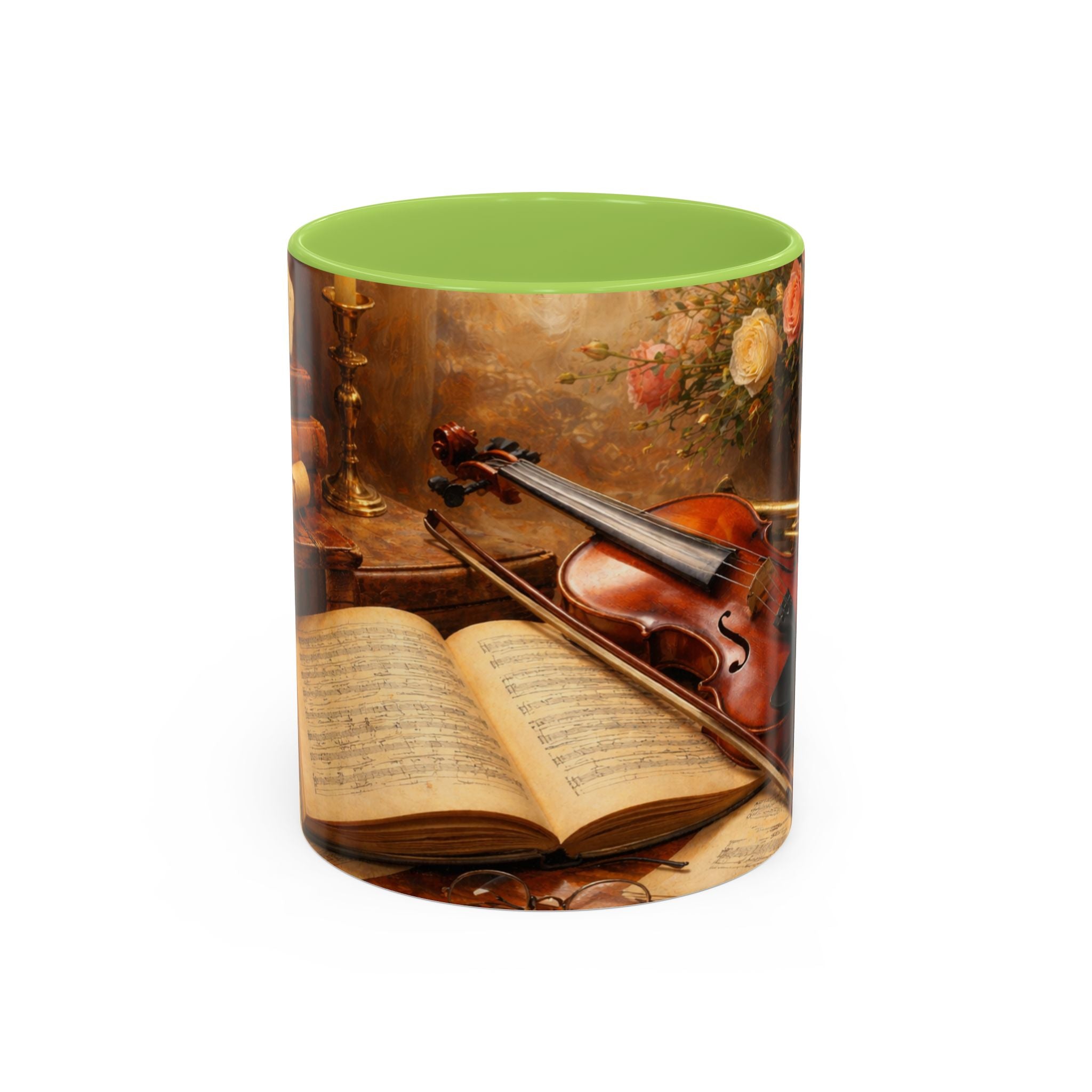Classical Music Coffee Mug – Classical Music Floral Design (11/15 oz)
