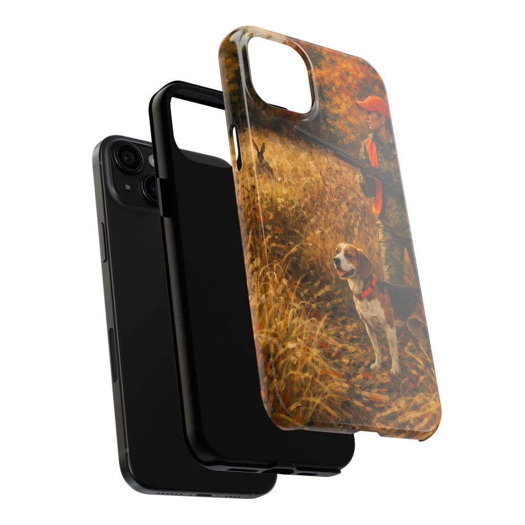 Hunting Scene Tough Phone Case — Hunter & Beagle Autumn Field Protective Cover